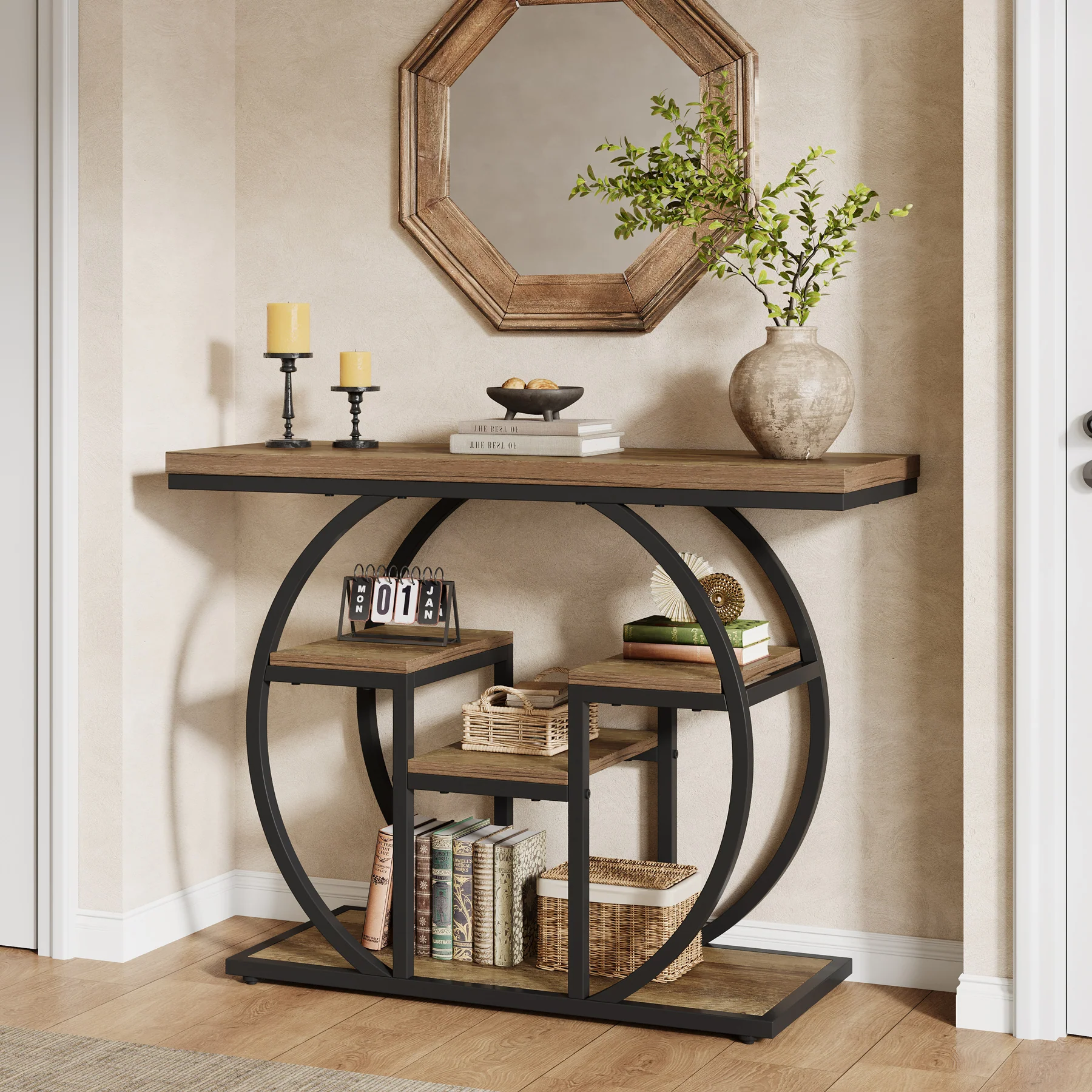 Tribesigns 41 Inch Industrial Console Table with Storage, 4 Tier Narrow Sofa Table for Entryway Living Room - Image 3