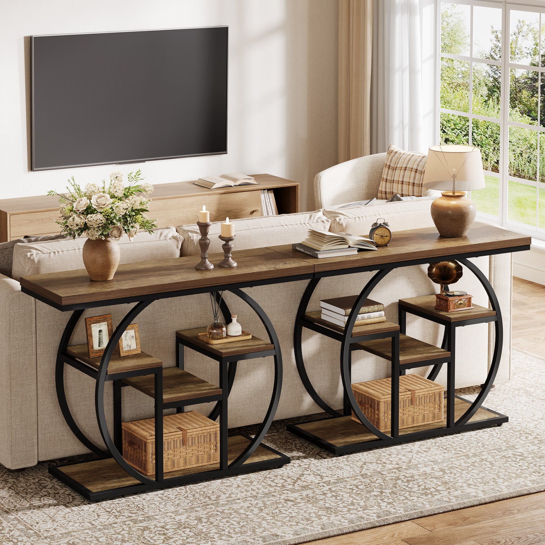 Tribesigns 41 Inch Industrial Console Table with Storage, 4 Tier Narrow Sofa Table for Entryway Living Room - Image 4