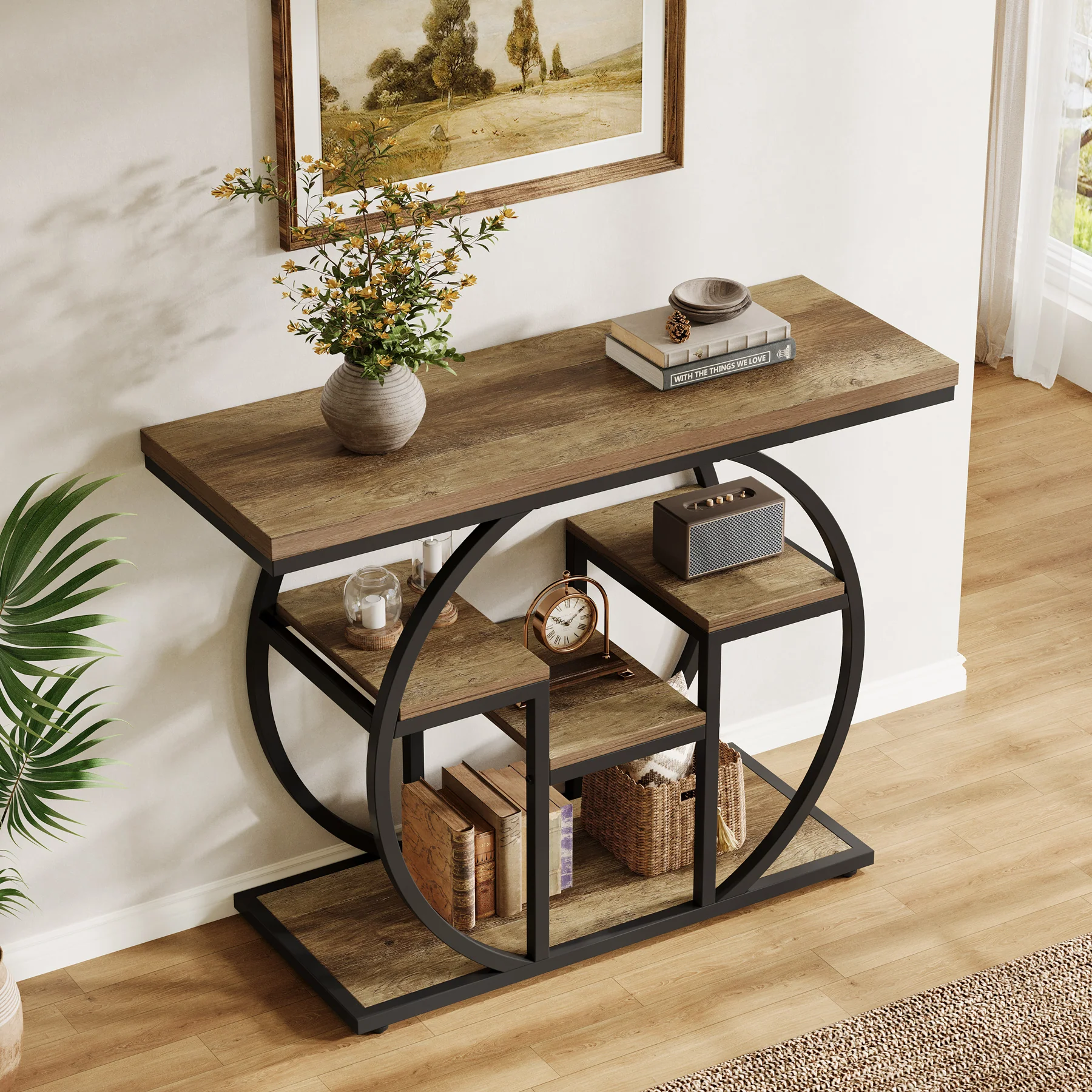 Tribesigns 41 Inch Industrial Console Table with Storage, 4 Tier Narrow Sofa Table for Entryway Living Room - Image 5