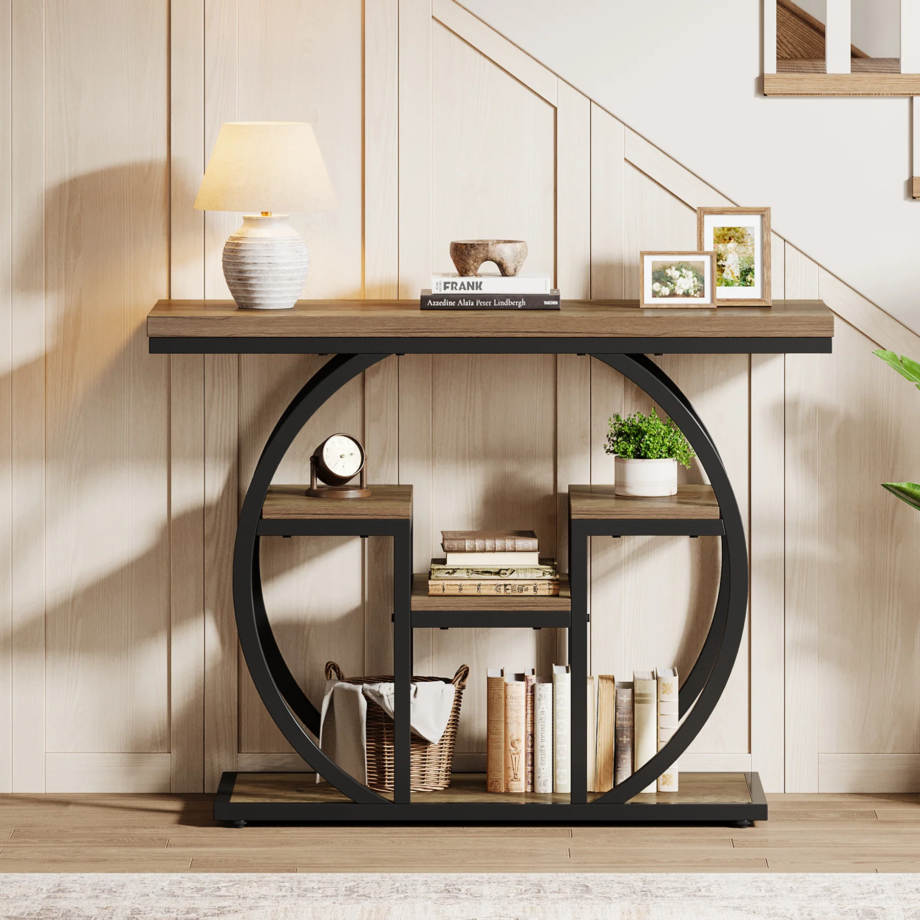 Tribesigns 41 Inch Industrial Console Table with Storage, 4 Tier Narrow Sofa Table for Entryway Living Room - Image 9