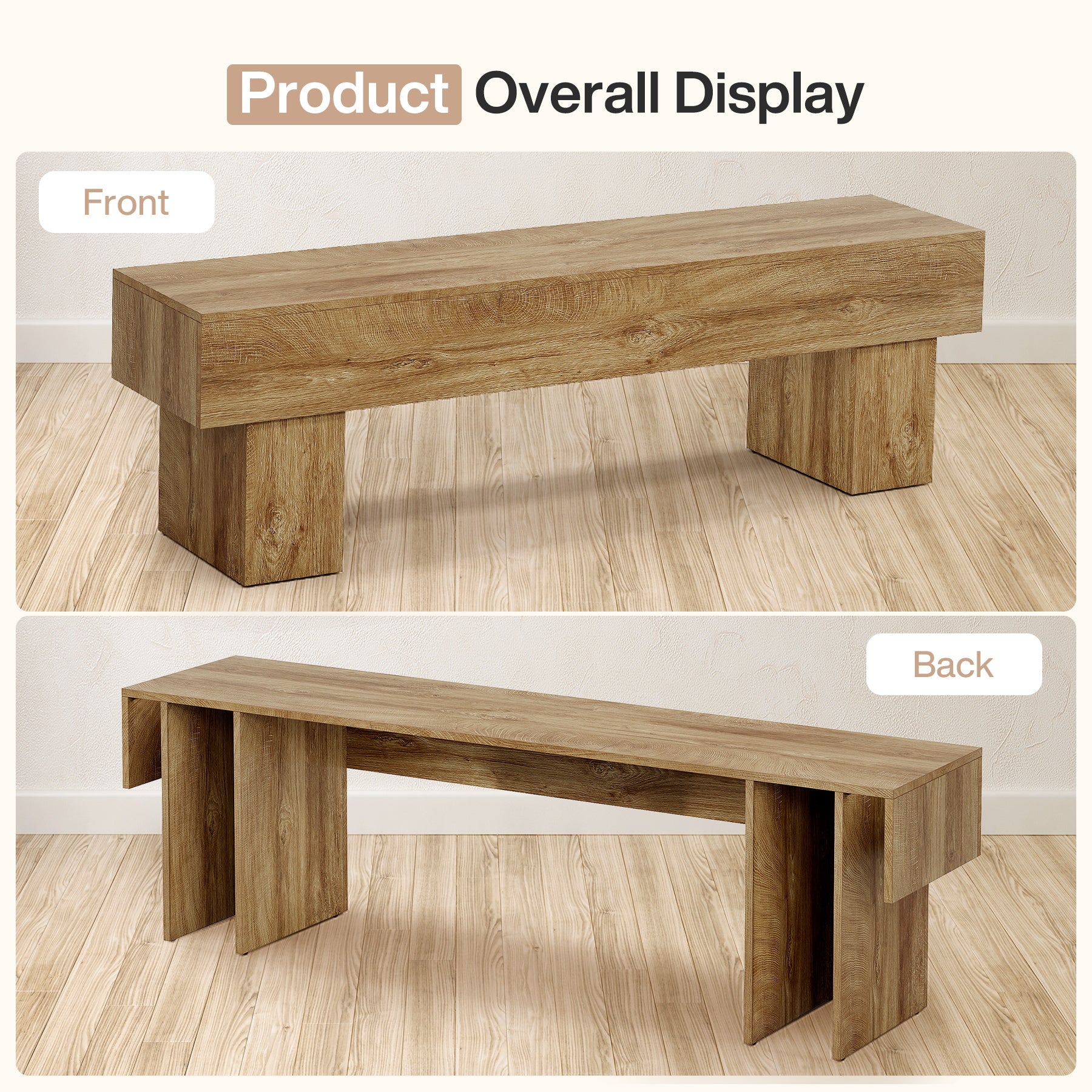 Tribesigns 62.99-Inch End of Bed Bench, Extra Long Farmhouse Wooden Bench with Shoe Storage for Bedroom - Image 6