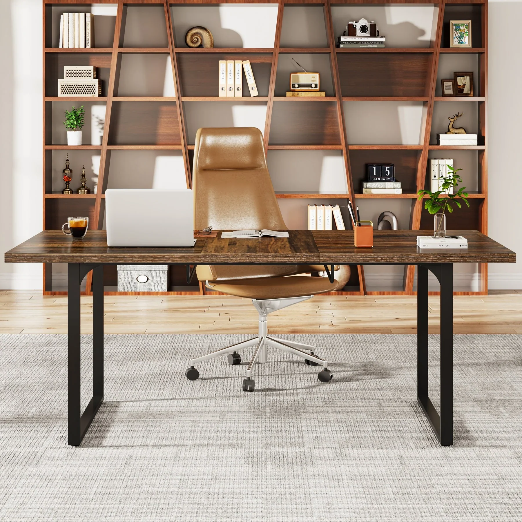 Extendable Executive Table, 63"-78" Computer Desk Office Desk - Image 3