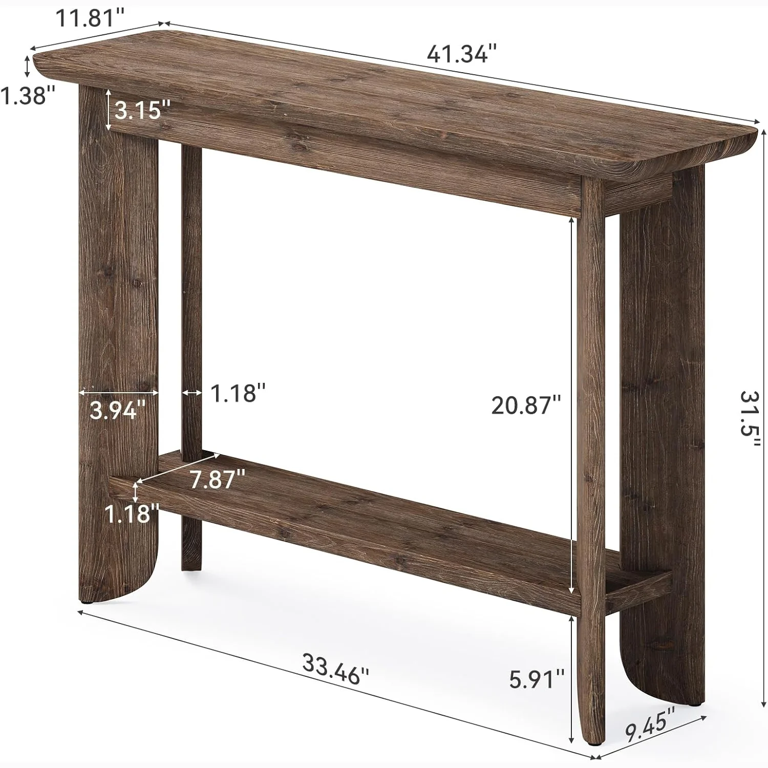 Farmhouse Console Table 41.34 Inch, Narrow Sofa Table with Storage for Living Room Hallway and Entry - Image 2