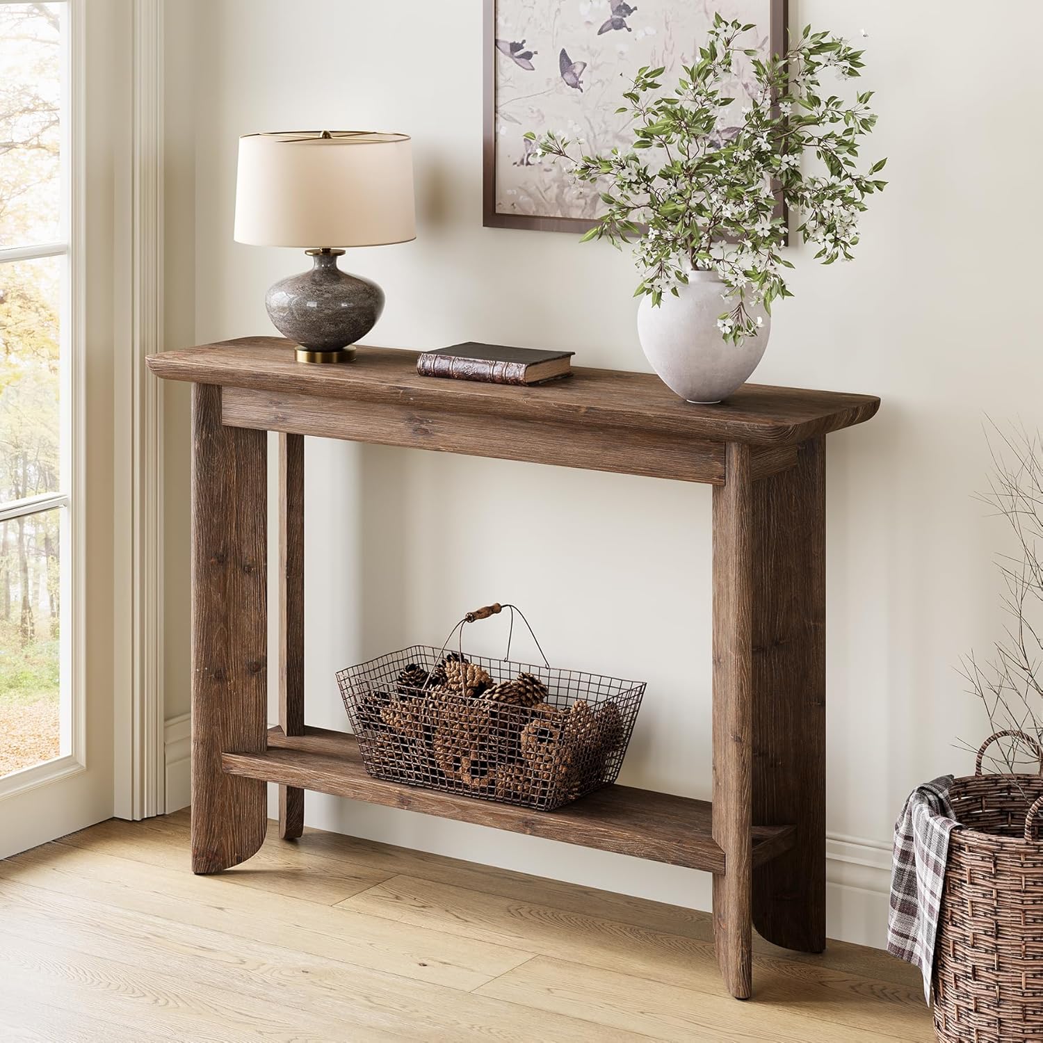 Farmhouse Console Table 41.34 Inch, Narrow Sofa Table with Storage for Living Room Hallway and Entry - Image 4