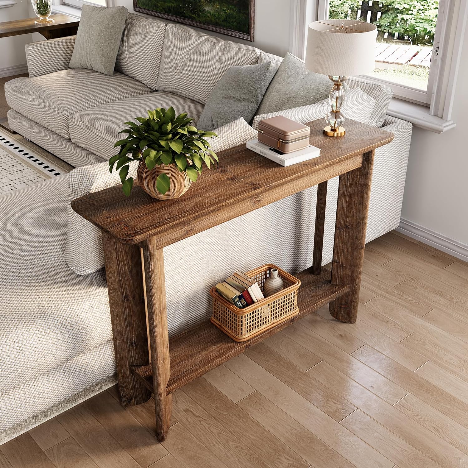 Farmhouse Console Table 41.34 Inch, Narrow Sofa Table with Storage for Living Room Hallway and Entry - Image 8