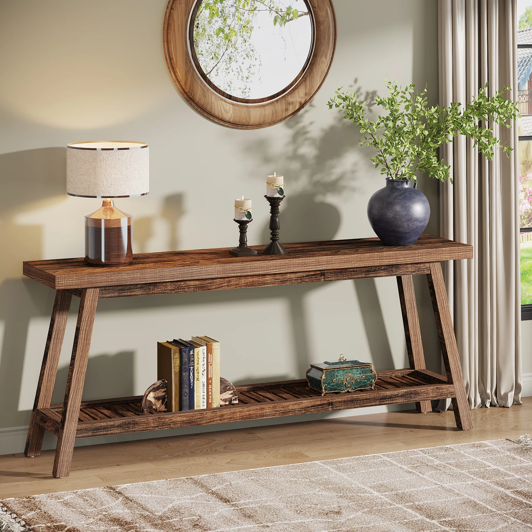 Tribesigns 70.9-Inch Console Table, Narrow 2-Tier Entryway Table with Storage Shelf for Hallway and Living Room - Image 10