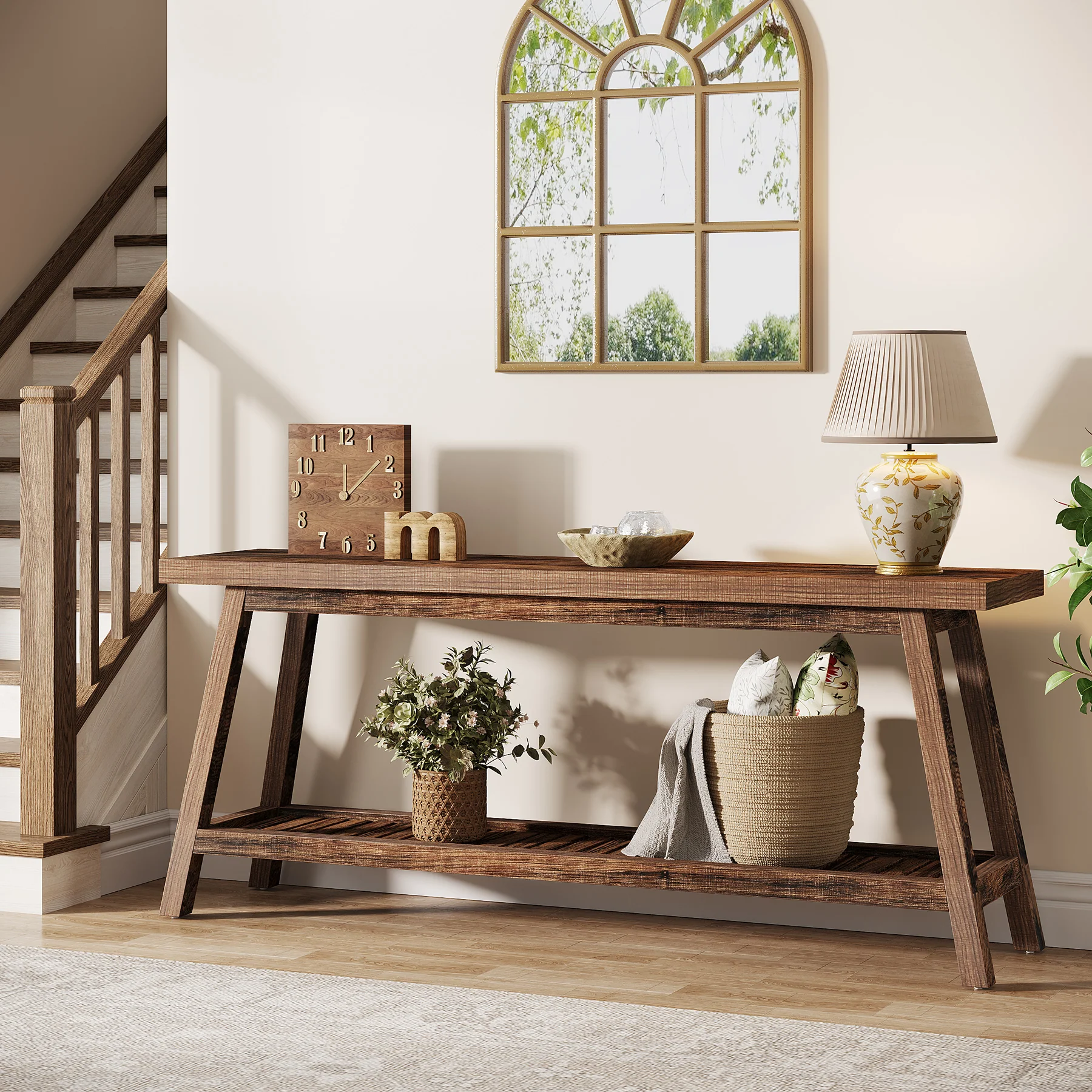 Tribesigns 70.9-Inch Console Table, Narrow 2-Tier Entryway Table with Storage Shelf for Hallway and Living Room - Image 11