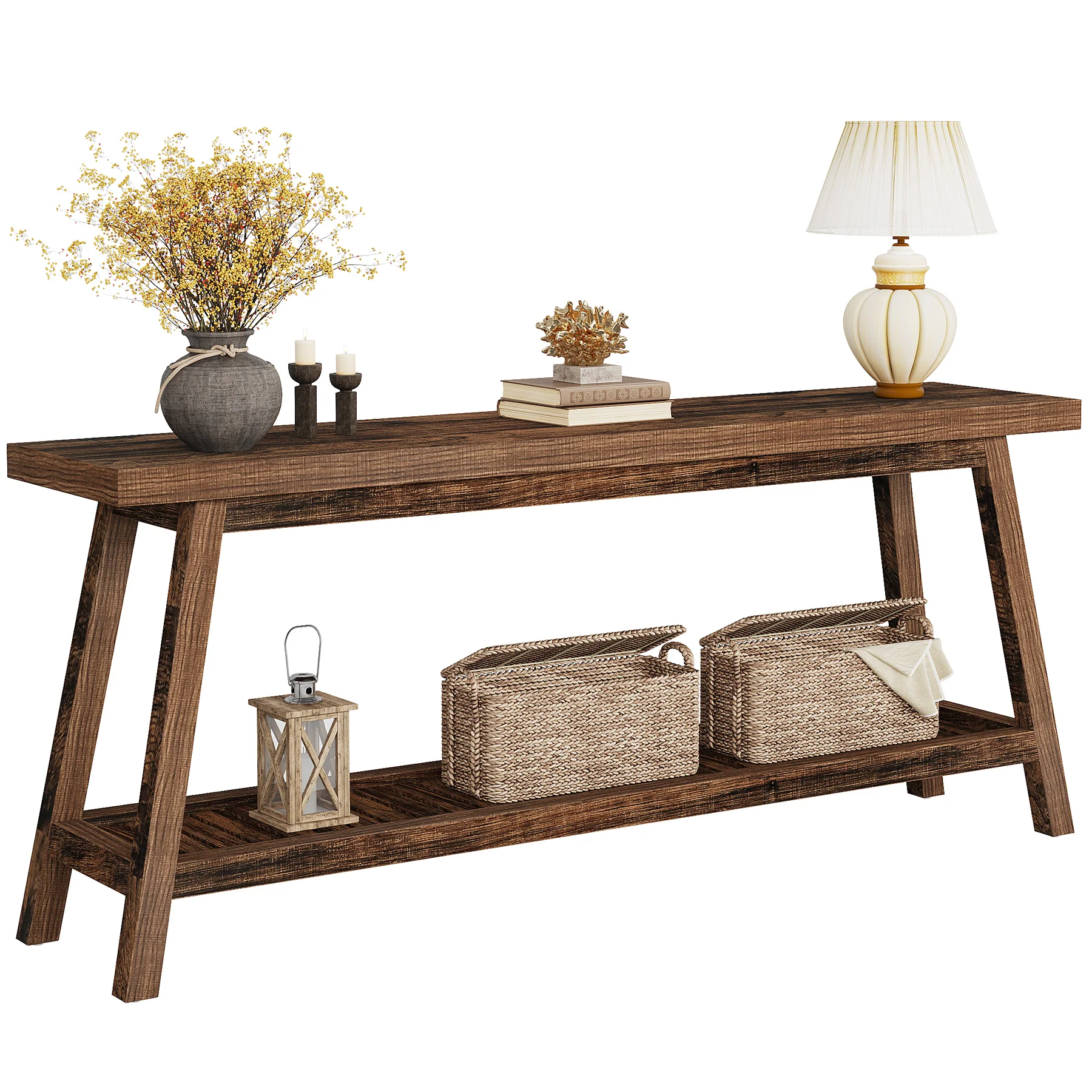Tribesigns 70.9-Inch Console Table, Narrow 2-Tier Entryway Table with Storage Shelf for Hallway and Living Room - Image 12