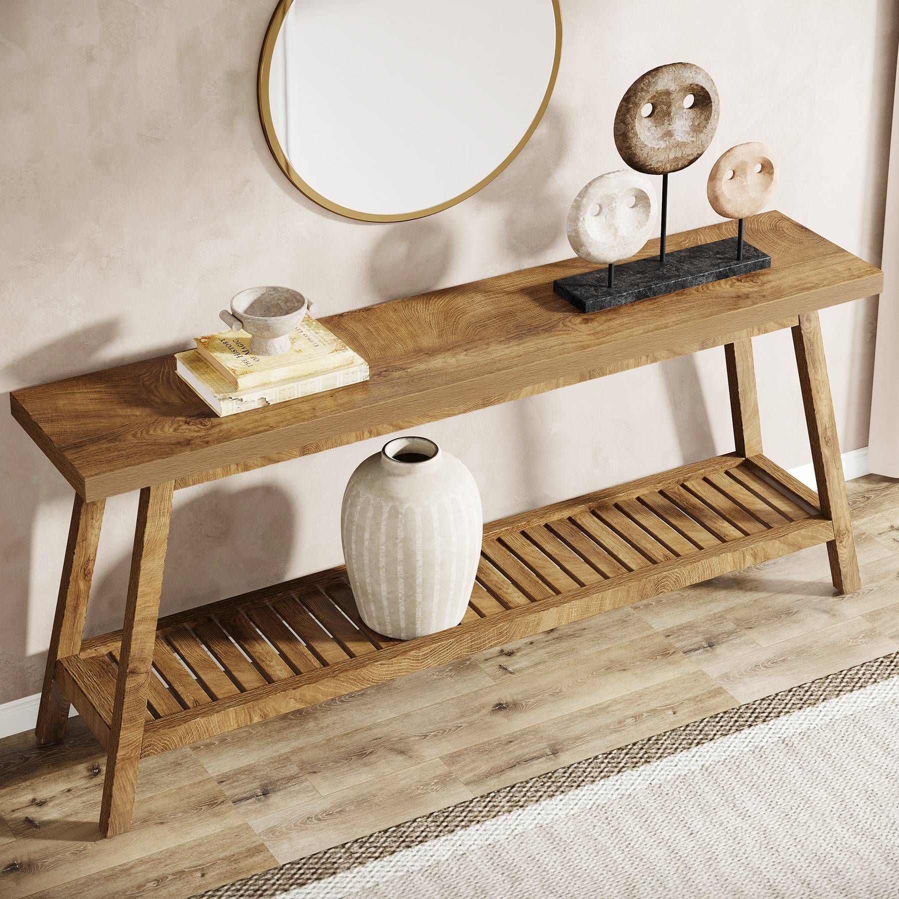 Tribesigns 70.9-Inch Console Table, Narrow 2-Tier Entryway Table with Storage Shelf for Hallway and Living Room - Image 4