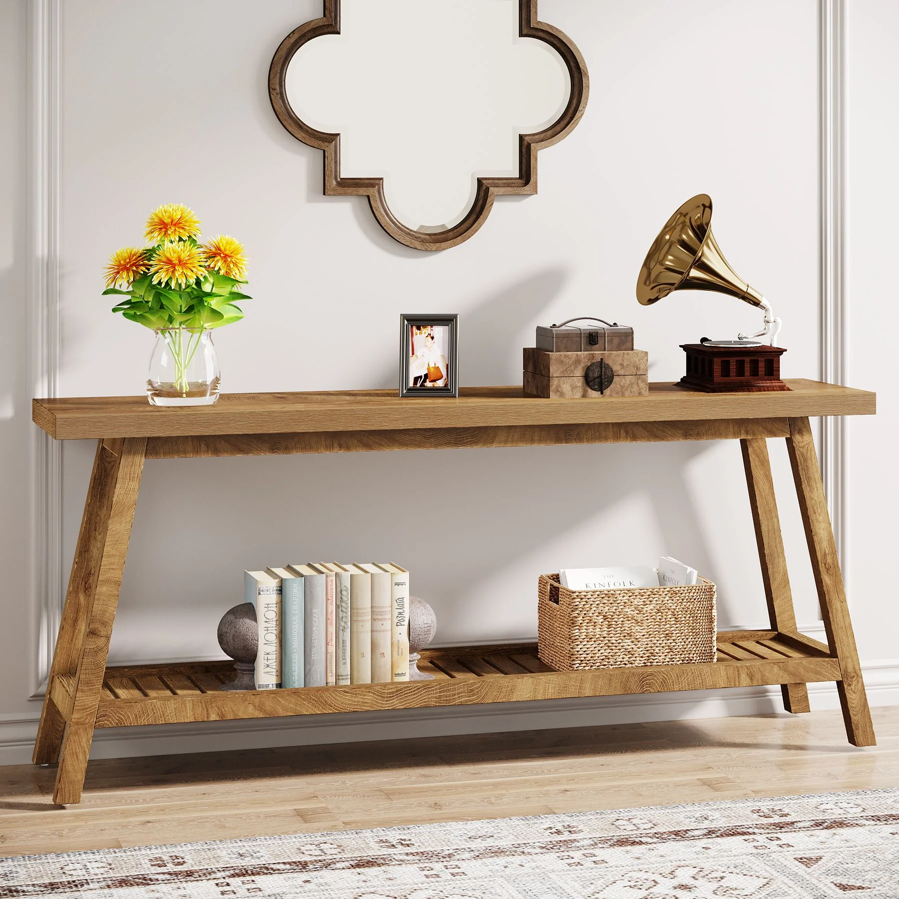 Tribesigns 70.9-Inch Console Table, Narrow 2-Tier Entryway Table with Storage Shelf for Hallway and Living Room - Image 5