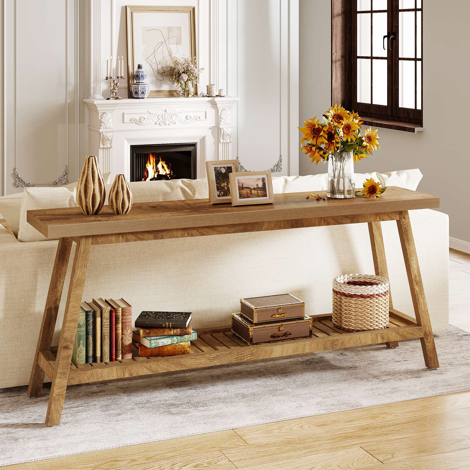 Tribesigns 70.9-Inch Console Table, Narrow 2-Tier Entryway Table with Storage Shelf for Hallway and Living Room - Image 6