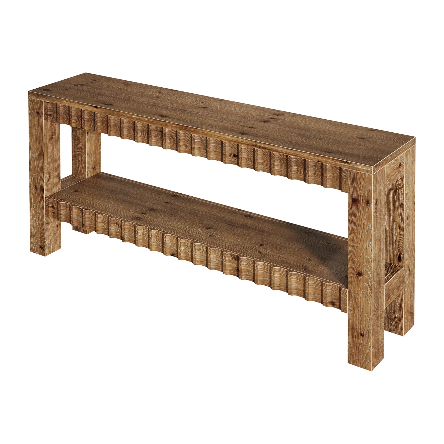 63" Console Table, Solid Wood Farmhouse Entryway Table with 2-Tier Storage - Image 11