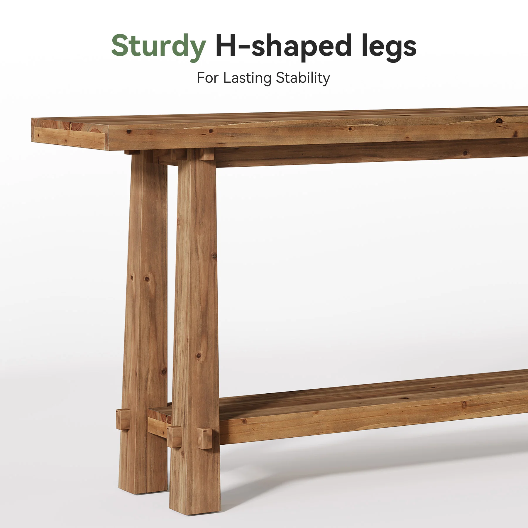 Tribesigns 63" Console Table, Farmhouse Solid Wood Entryway Sofa Table with 2-Tier Storage - Image 3