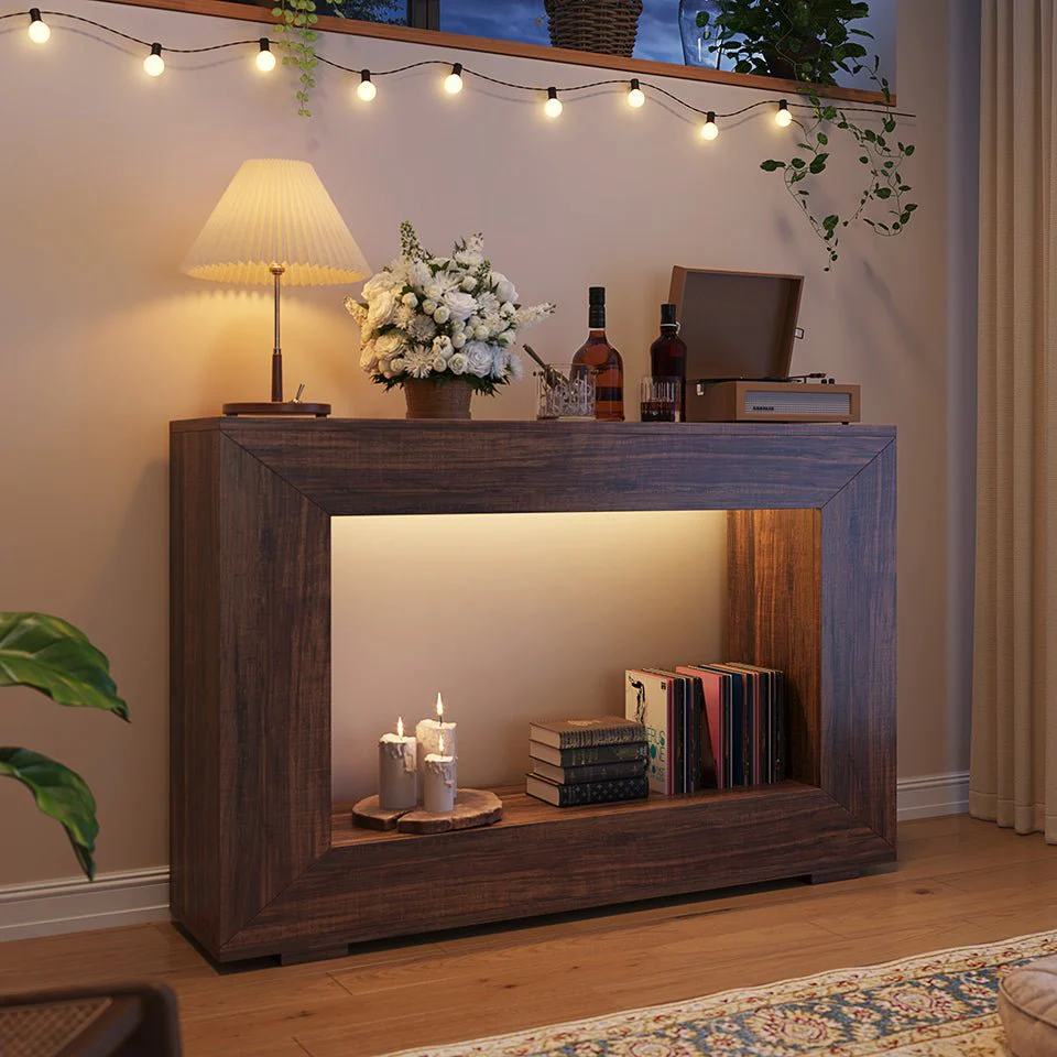 Tribesigns 47-Inch Entryway Console Table, Rustic Farmhouse Accent Table with Storage for Entrance and Foyer - Image 3