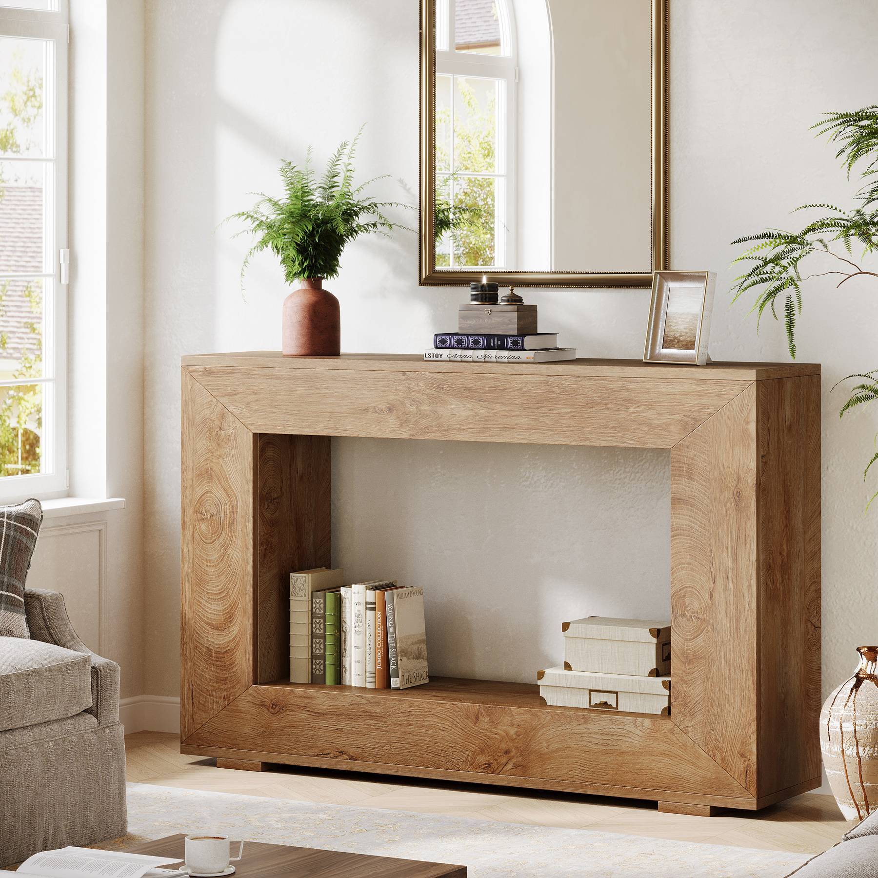 Tribesigns 47-Inch Entryway Console Table, Rustic Farmhouse Accent Table with Storage for Entrance and Foyer - Image 7