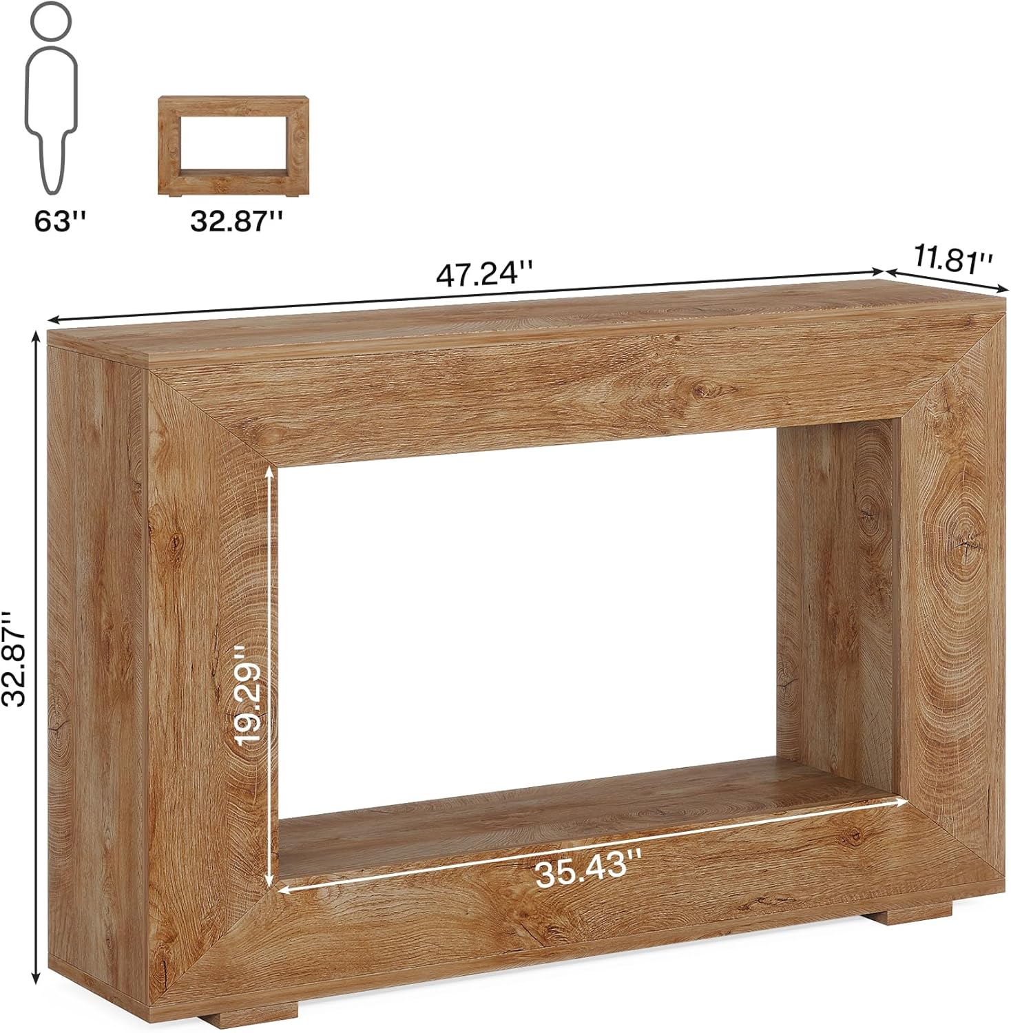 Tribesigns 47-Inch Entryway Console Table, Rustic Farmhouse Accent Table with Storage for Entrance and Foyer - Image 8
