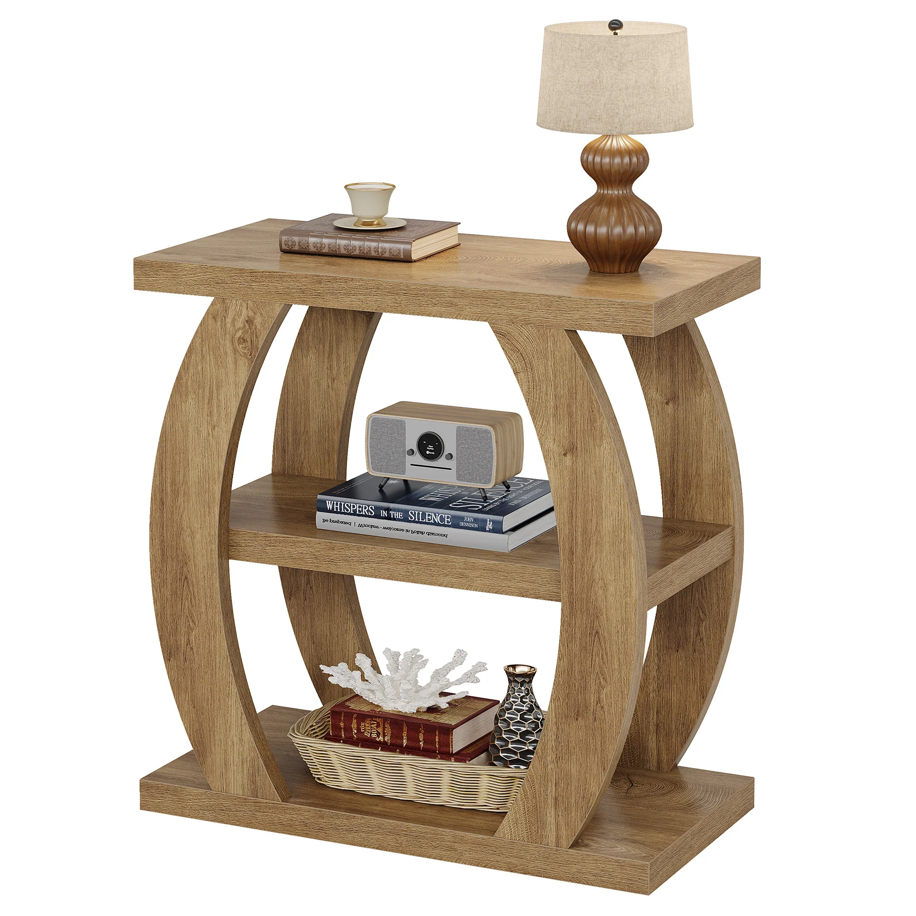 Farmhouse Geometric Side Table, Three-Tier Narrow Storage for Small Spaces - Image 10