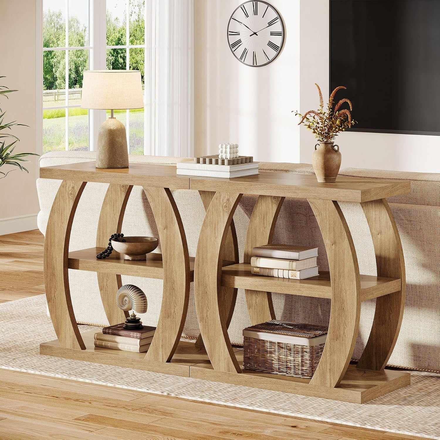 Farmhouse Geometric Side Table, Three-Tier Narrow Storage for Small Spaces - Image 6