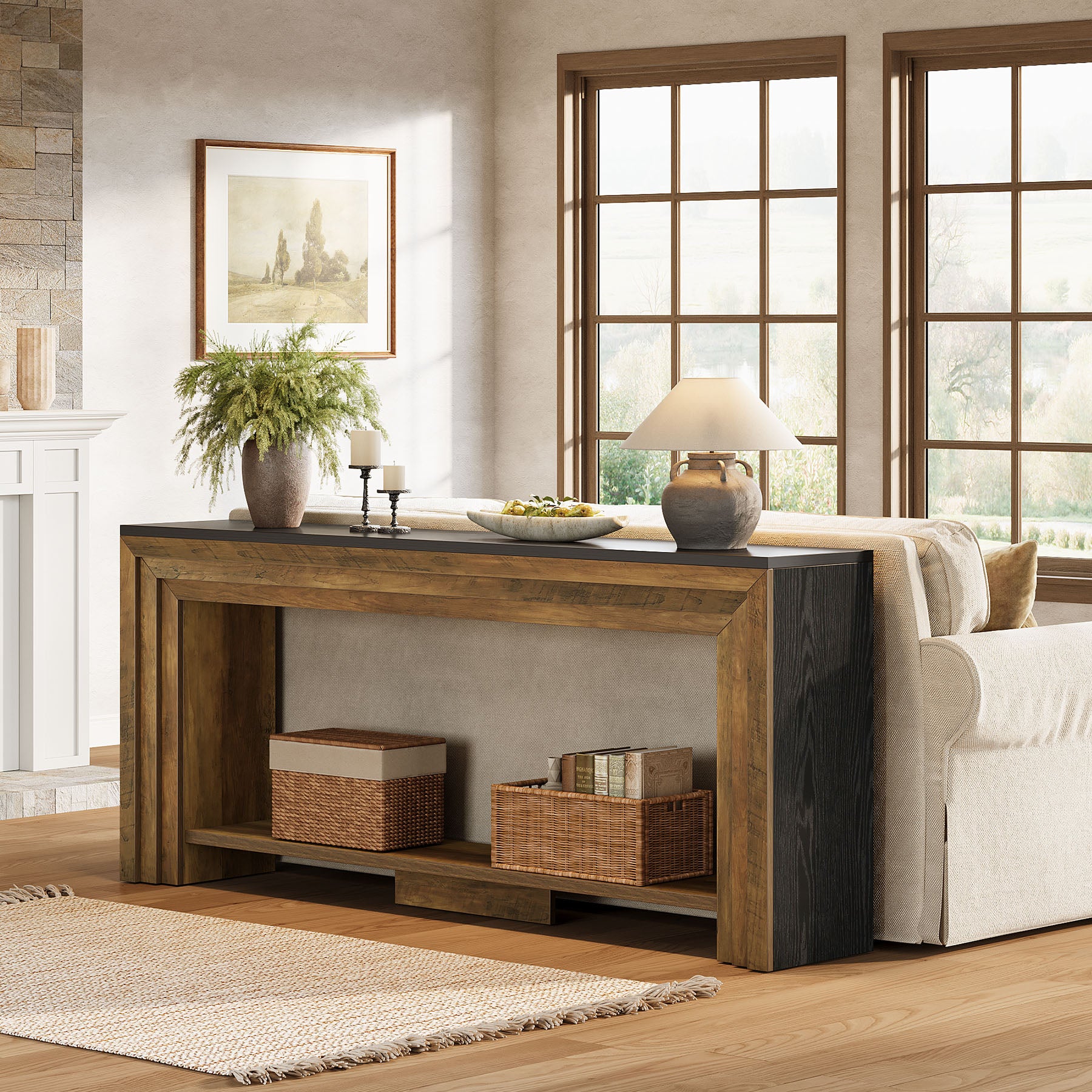 70.9-Inch Farmhouse Narrow Console Table with Storage, Wooden Sofa Table for Entryway - Image 13