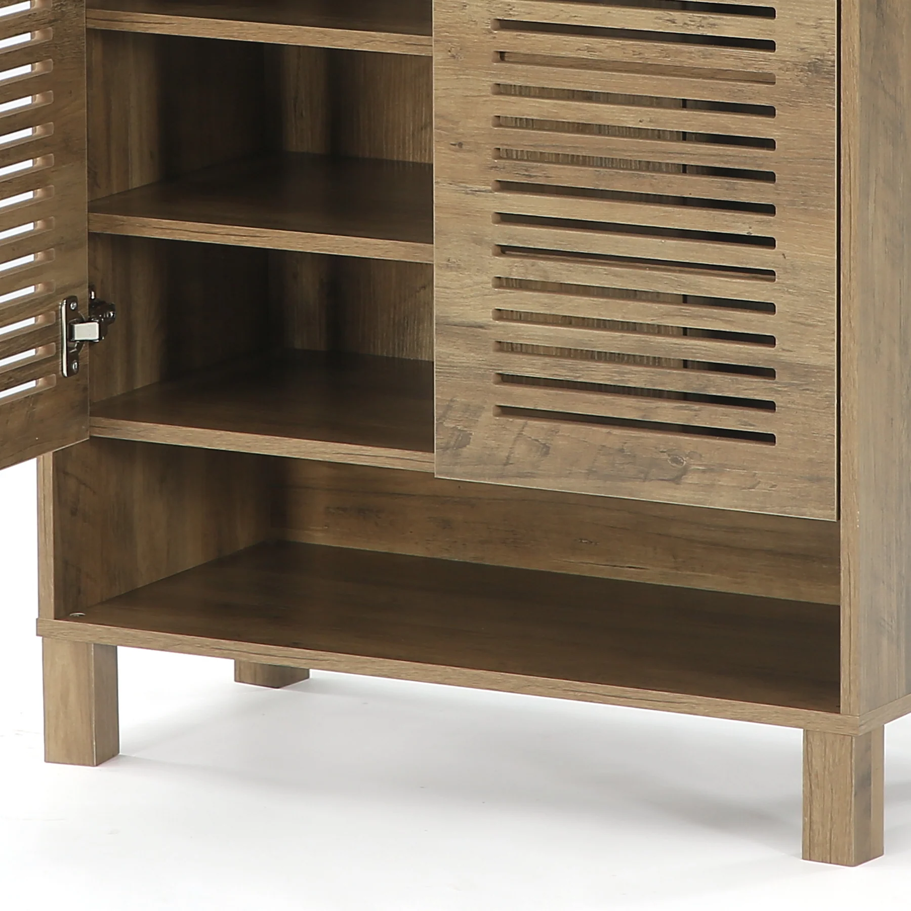 Free-Standing Shoe Cabinet, Narrow Farmhouse Wooden Organizer with 6 Shelves - Image 18