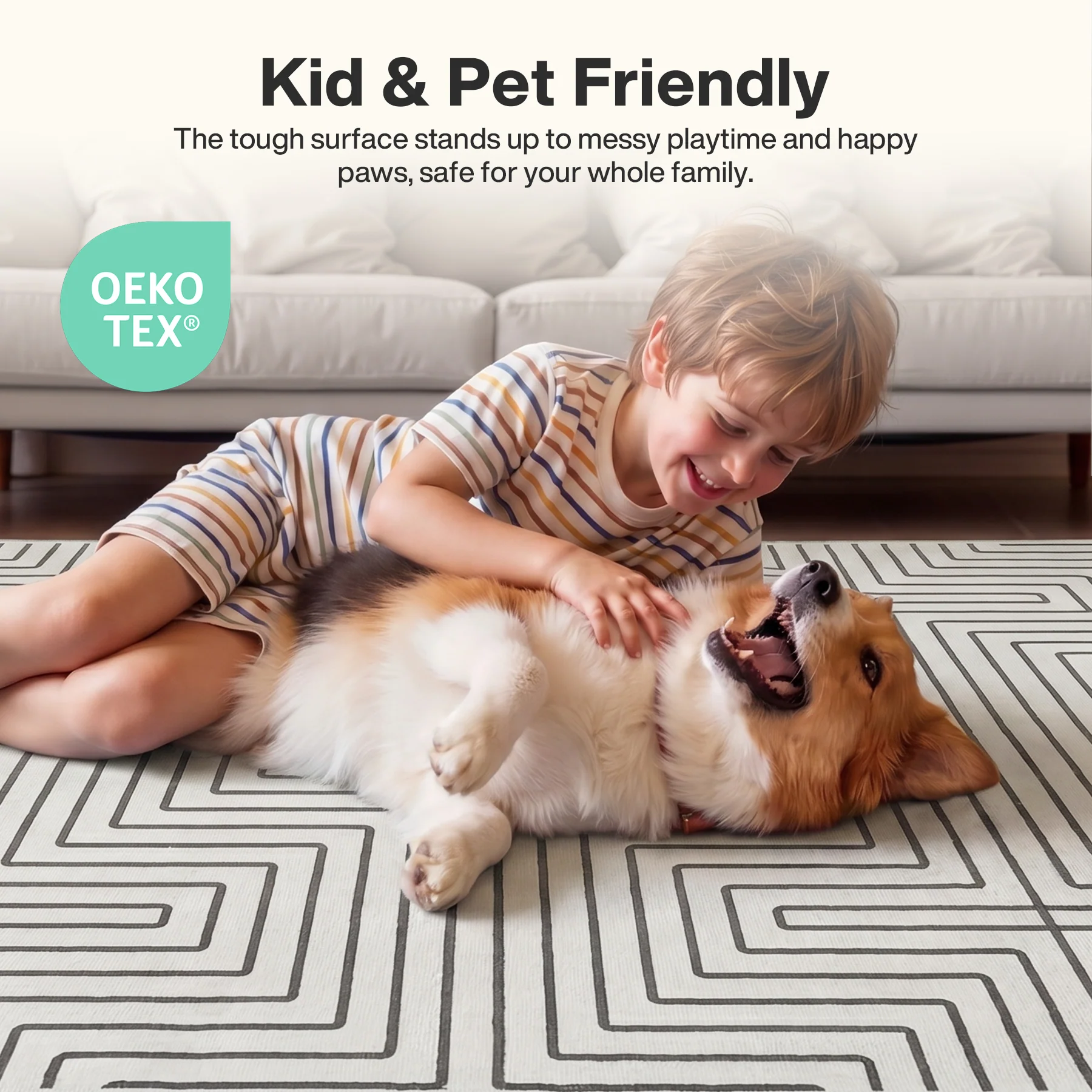 Tribesigns Geometric Low-Pile Rug, Non-Slip Backing, Machine Washable Up to 30°C, OEKO-TEX Certified - Image 4