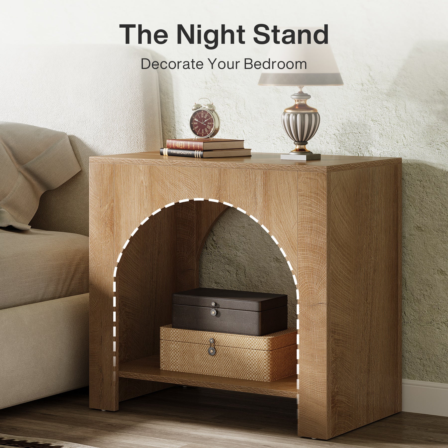 Tribesigns Large Nightstand with Storage, Farmhouse Bedside Table with Wooden Base for Bedroom - Image 3