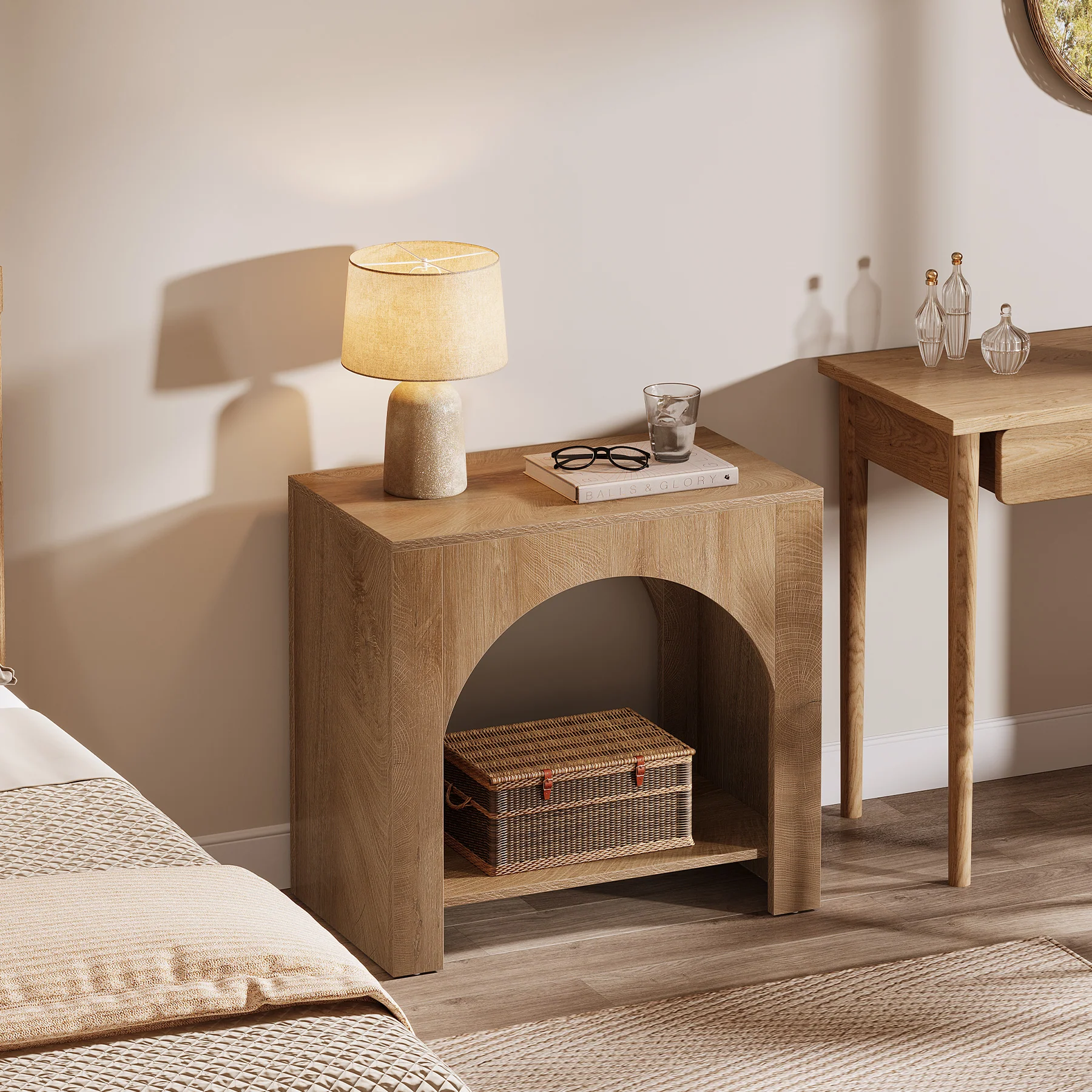 Tribesigns Large Nightstand with Storage, Farmhouse Bedside Table with Wooden Base for Bedroom - Image 5