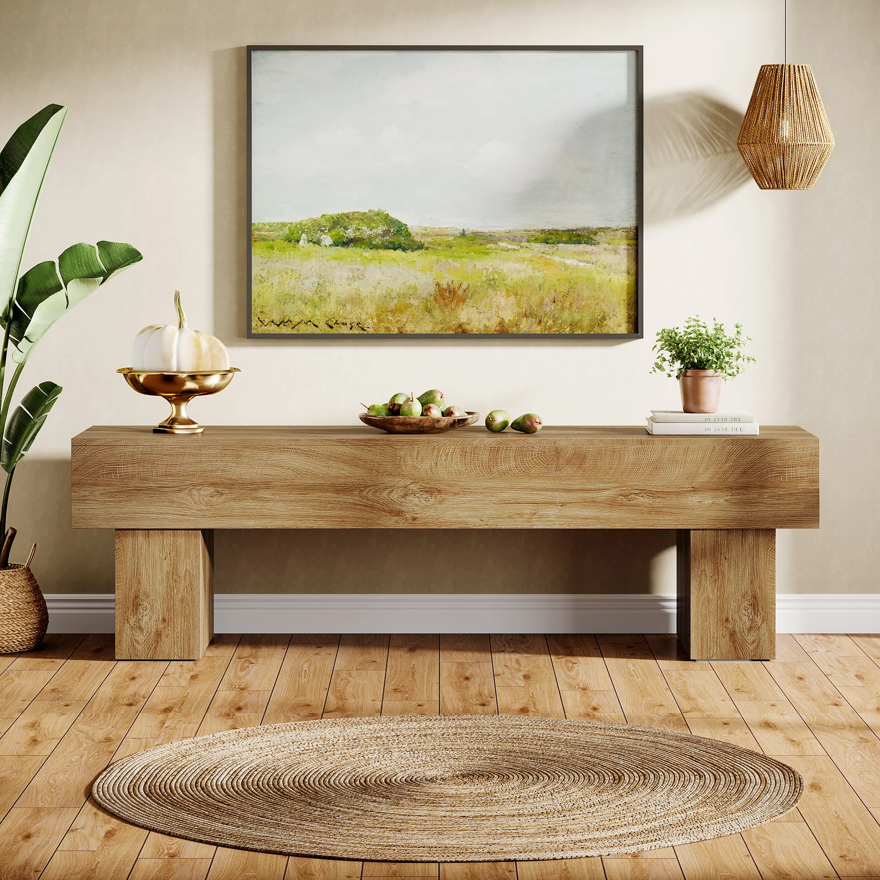 Tribesigns 63-Inch Low TV Console Table, Farmhouse Design with Sturdy 300 lb Capacity for Living Room - Image 6