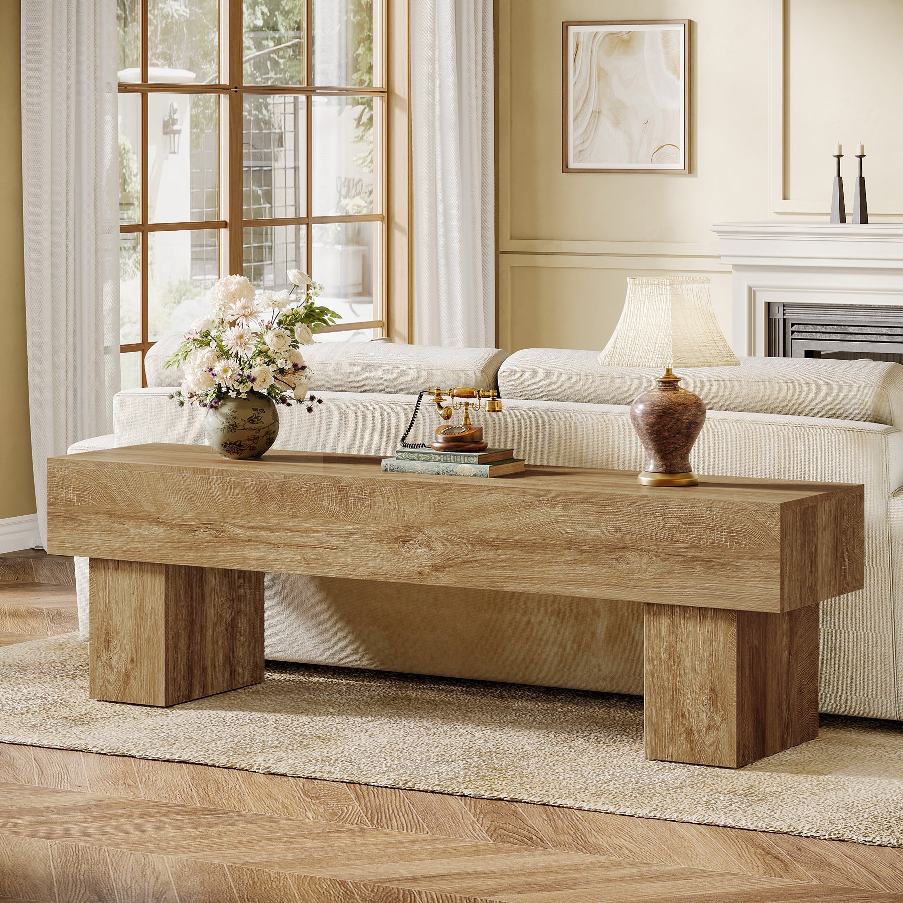 Tribesigns 63-Inch Low TV Console Table, Farmhouse Design with Sturdy 300 lb Capacity for Living Room - Image 8