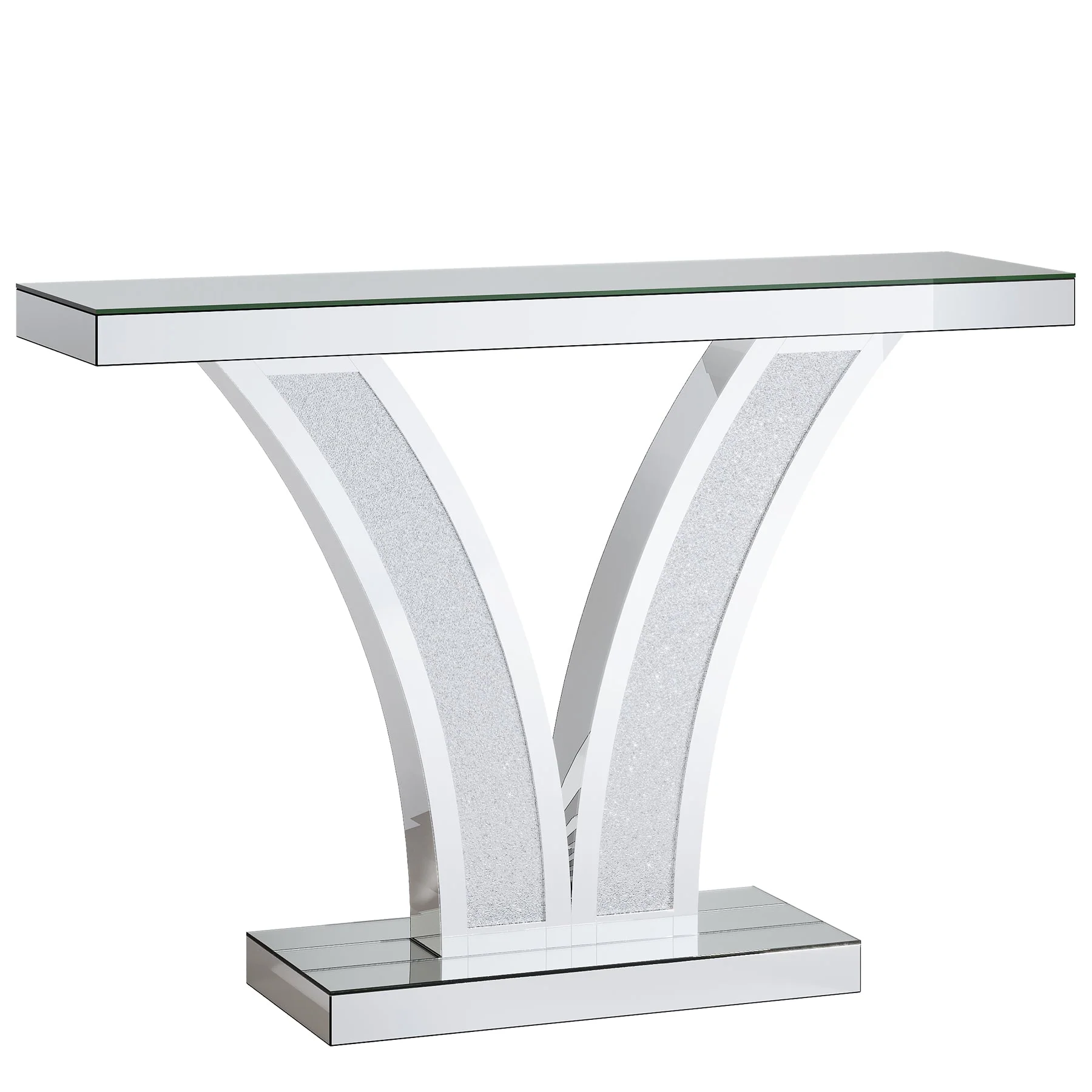 Mirrored Console Table with Crystal Inlay, Modern Silver Entryway Sofa Table for Living Room - Image 8