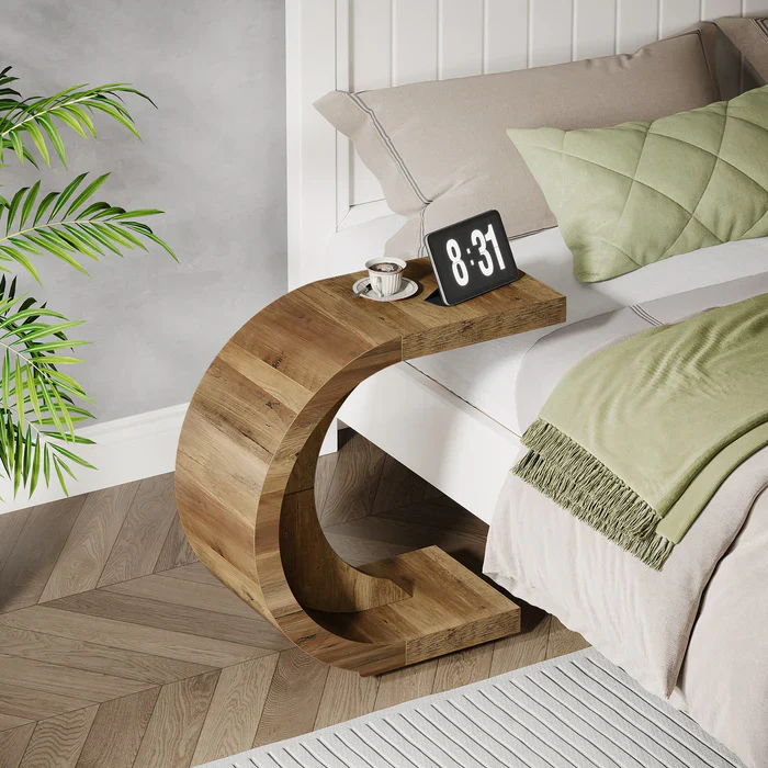 Modern C-Shape Side Table, Space-Saving End Table - Image 3