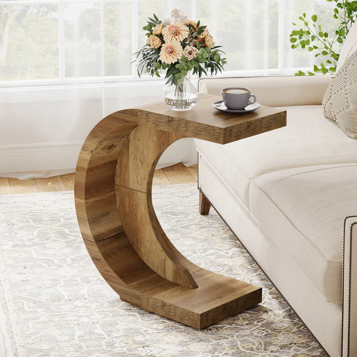 Modern C-Shape Side Table, Space-Saving End Table - Image 4