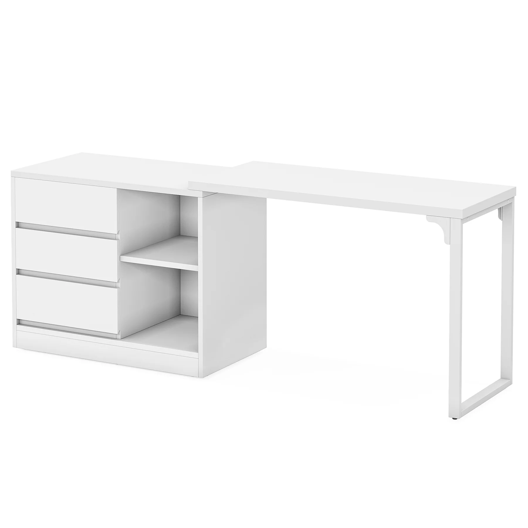Tribesigns Reversible L-Shaped Computer Desk with Drawers and Shelves, White Corner Office Desk for Home Office and Bedroom - Image 13