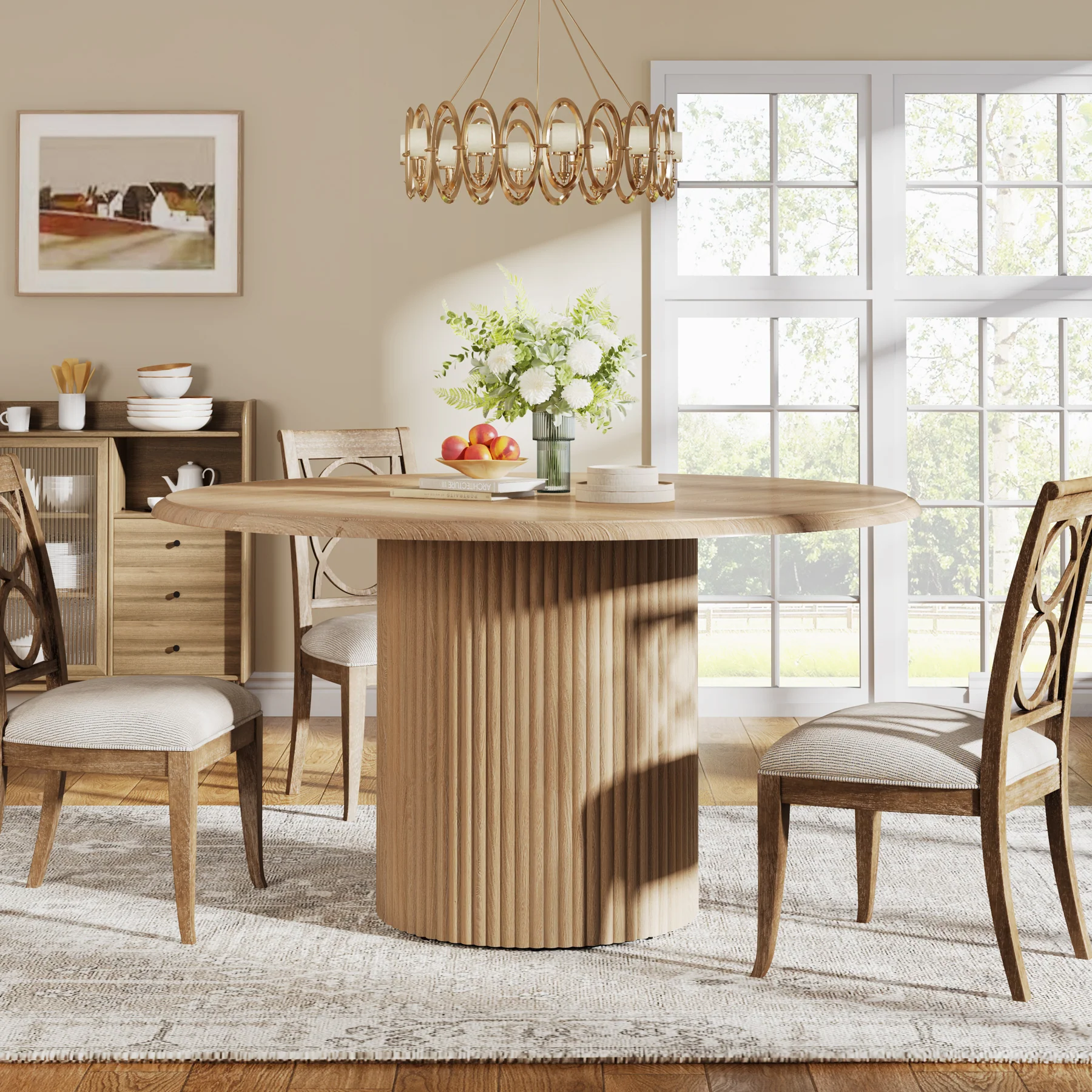 Modern Round Dining Table, 47-Inch 4-Seater with Metal Base - Image 5