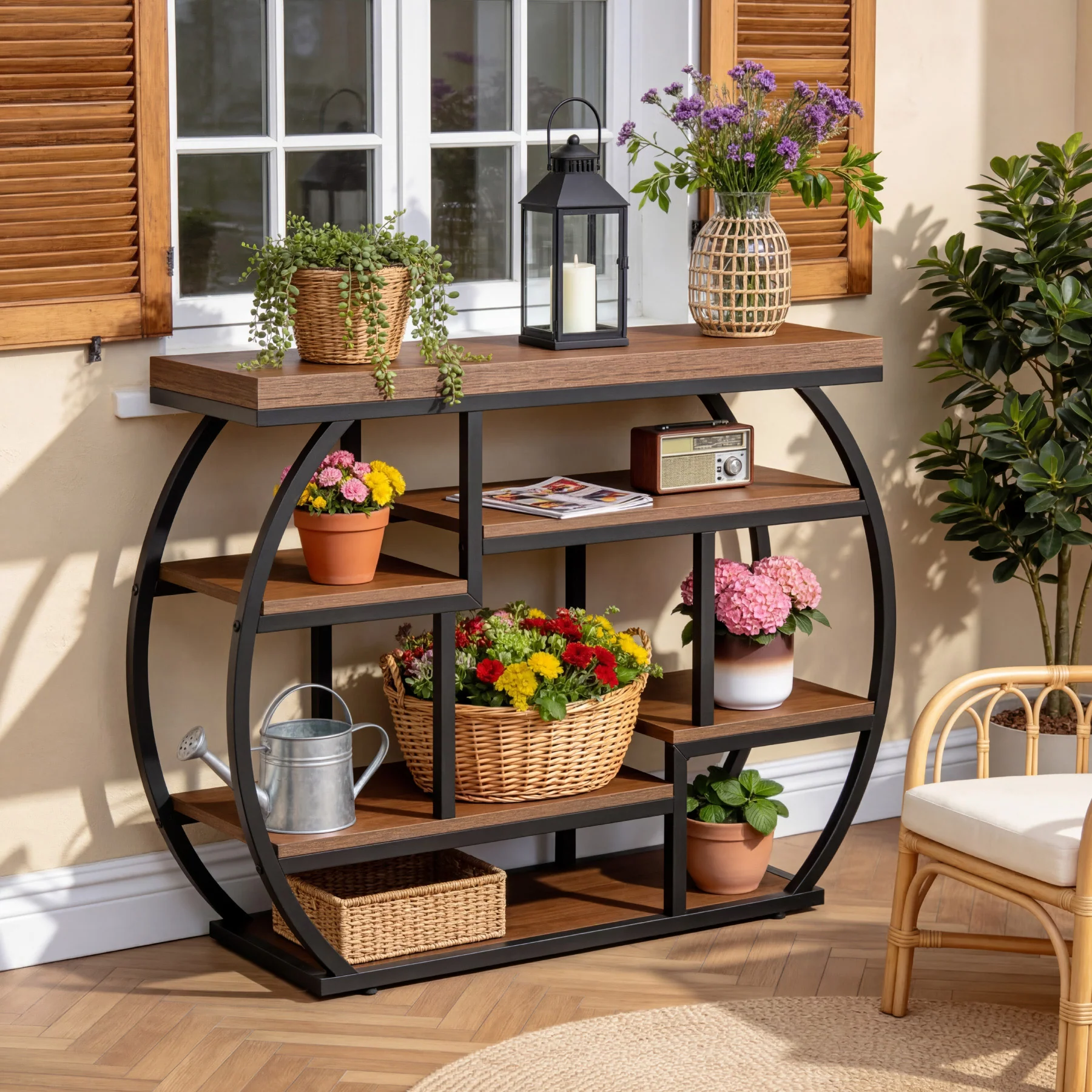 39 Inch Narrow Console Table with Storage, 6 Tier Industrial Sofa Table for Entryway Hallway Foyer - Image 12