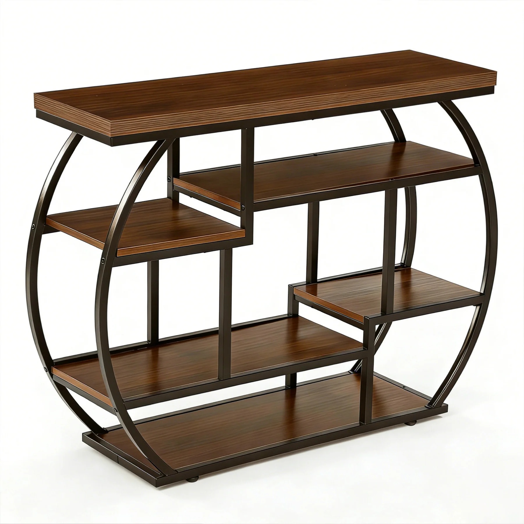 39 Inch Narrow Console Table with Storage, 6 Tier Industrial Sofa Table for Entryway Hallway Foyer - Image 14