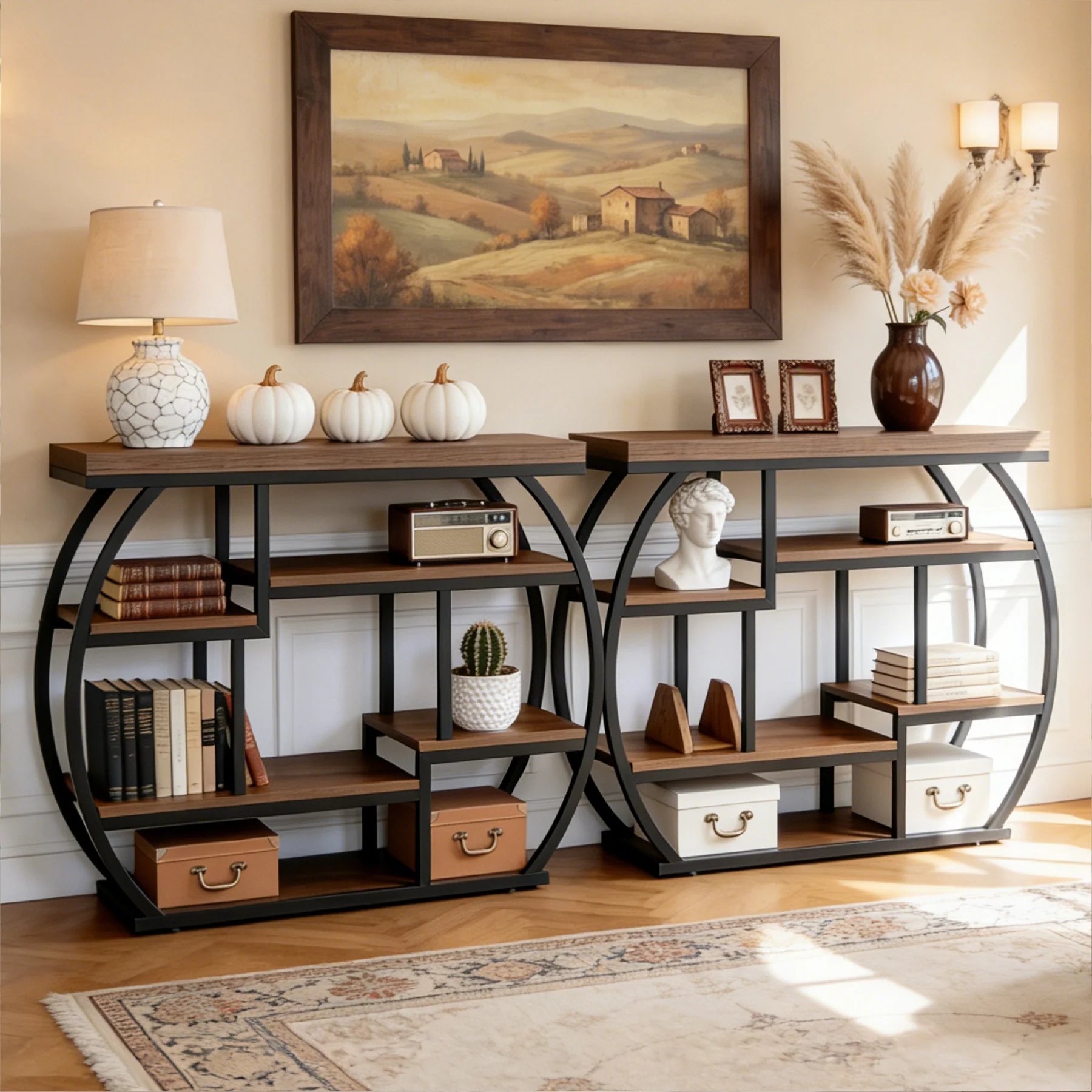 39 Inch Narrow Console Table with Storage, 6 Tier Industrial Sofa Table for Entryway Hallway Foyer - Image 4