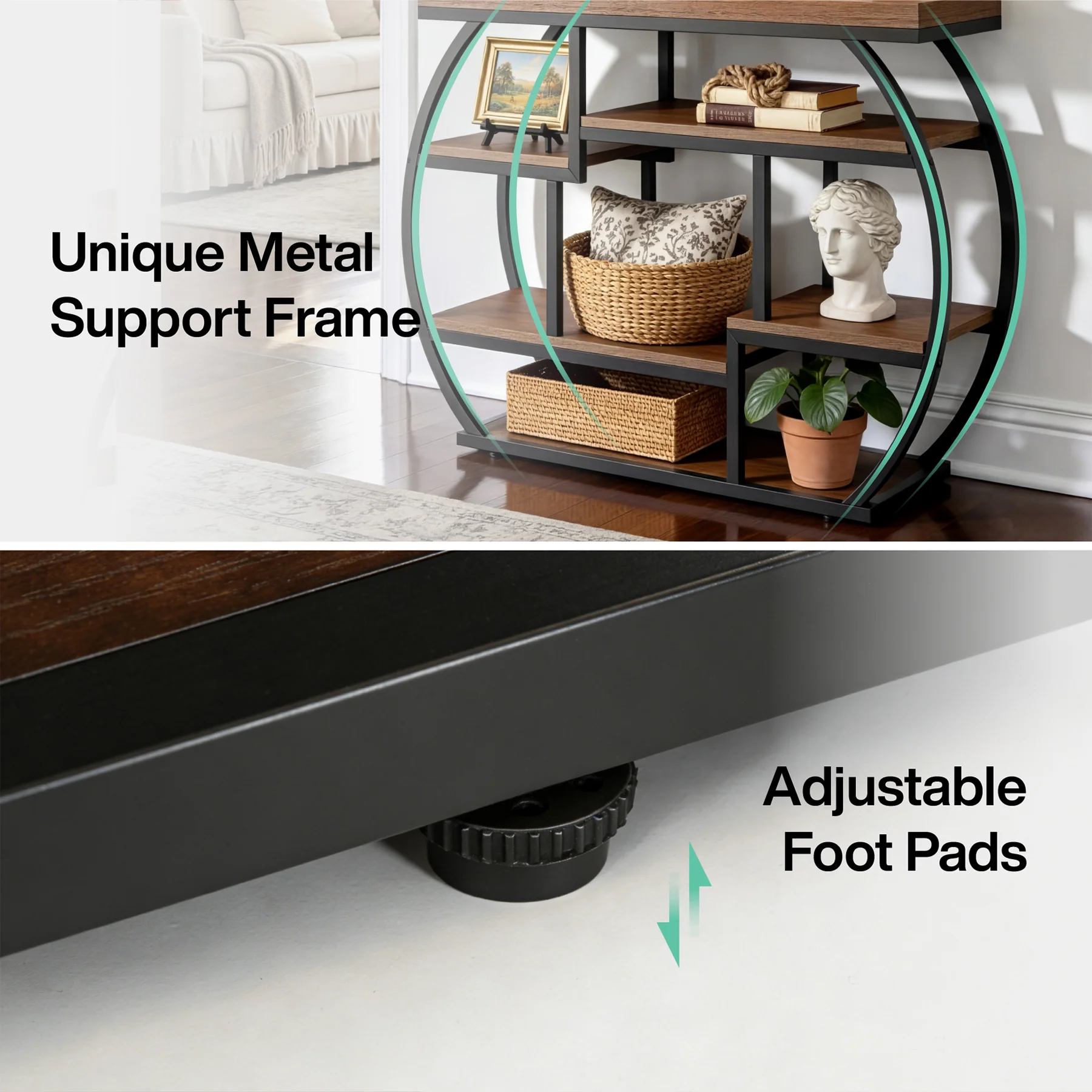 39 Inch Narrow Console Table with Storage, 6 Tier Industrial Sofa Table for Entryway Hallway Foyer - Image 9