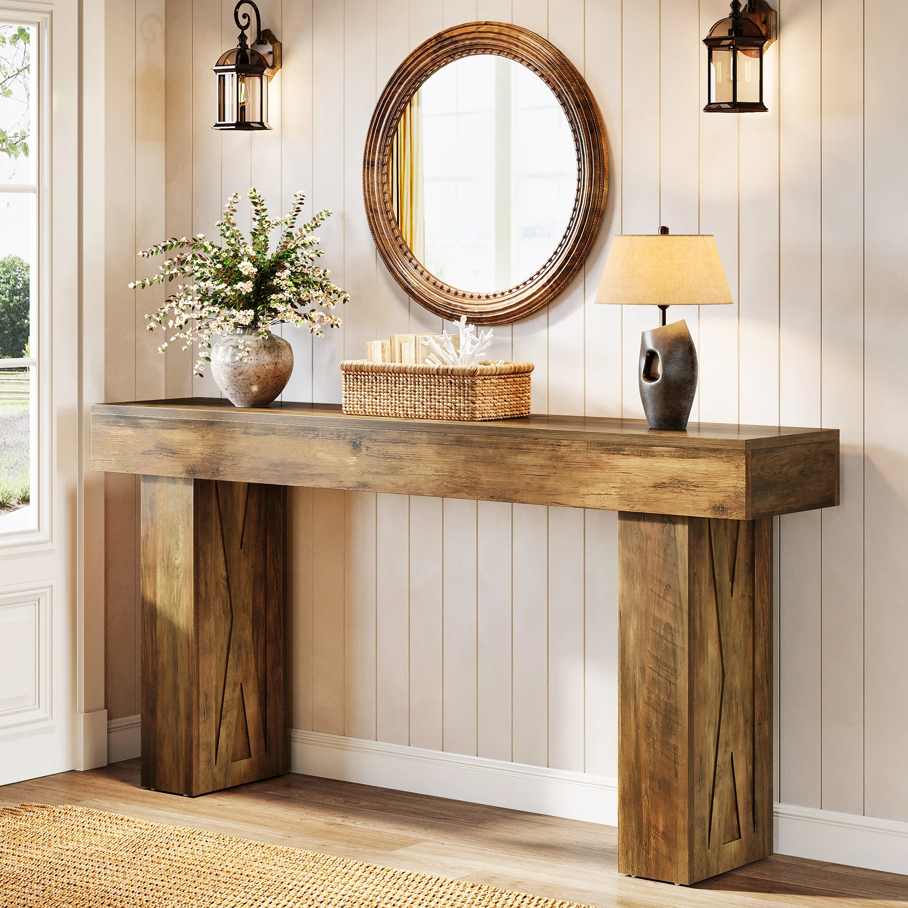 63 Inch Narrow Console Table, Modern Sofa Table for Entryway Living Room
