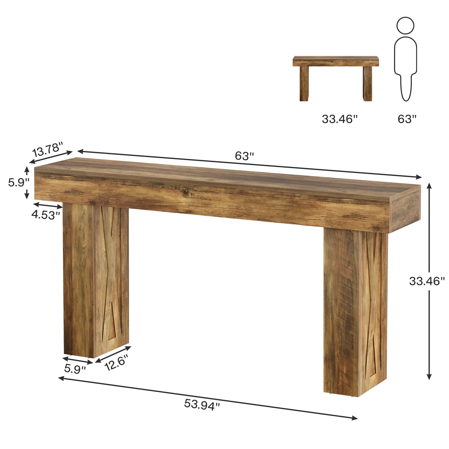 63 Inch Narrow Console Table, Modern Sofa Table for Entryway Living Room - Image 2