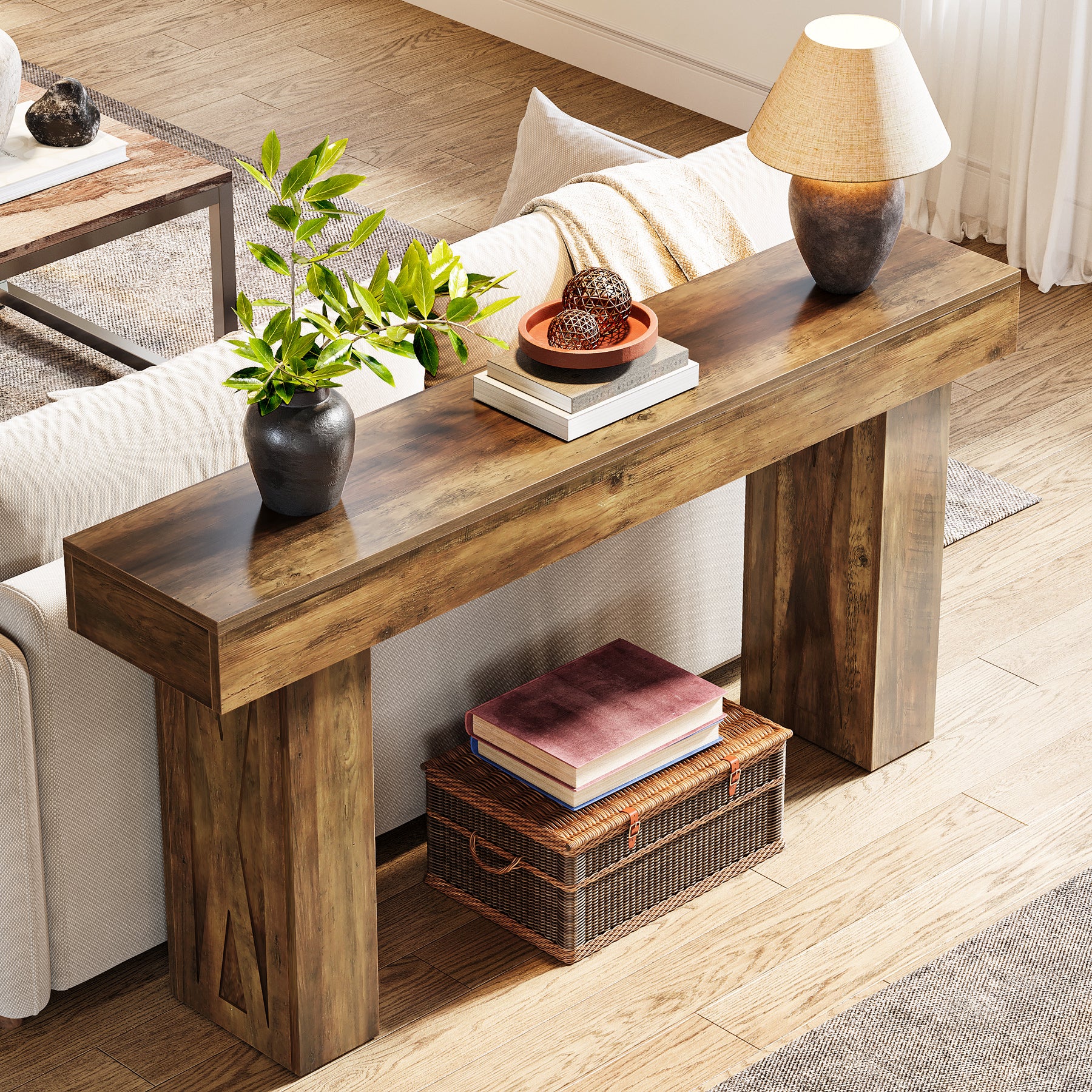 63 Inch Narrow Console Table, Modern Sofa Table for Entryway Living Room - Image 6