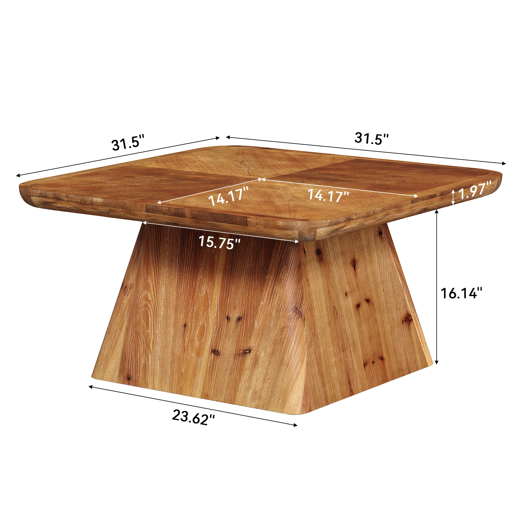 Tribesigns 31.5-Inch Square Coffee Table, Classic Living Room Center Table with Pedestal Base for Modern Home - Image 2