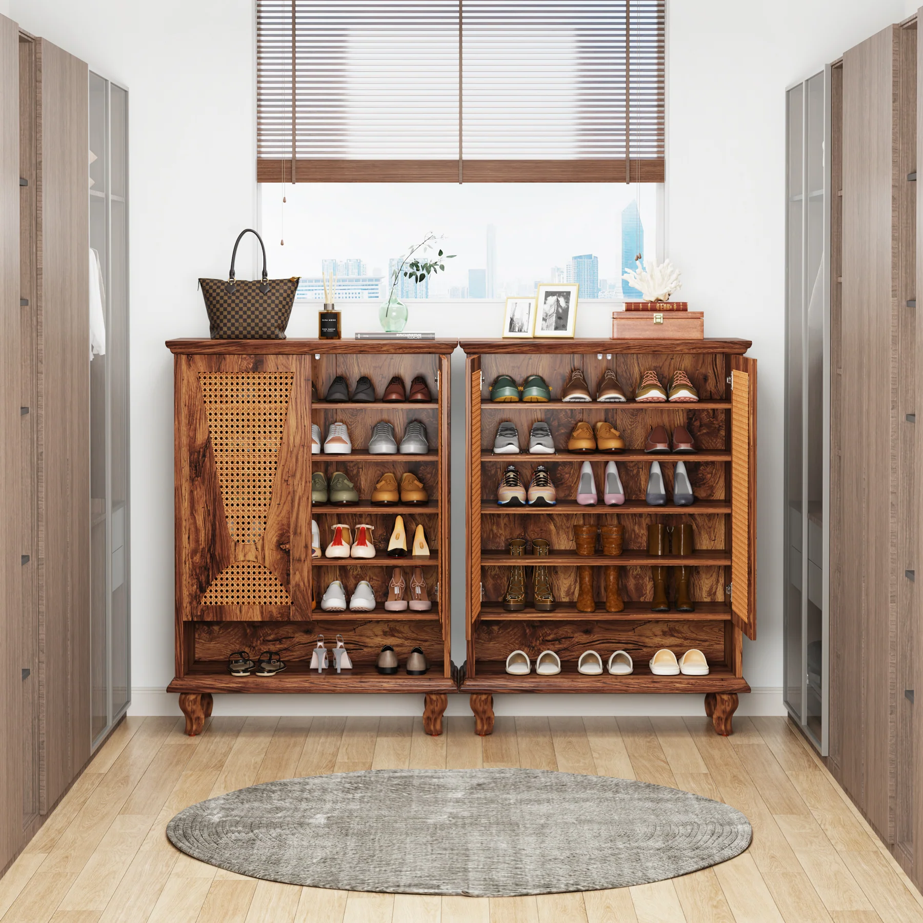 Tribesigns Rattan Shoe Cabinet, 5-Tier Hidden Shoe Storage for Entryway - Image 10
