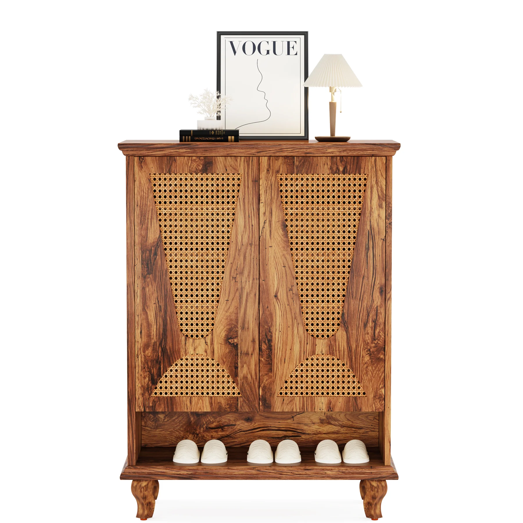 Tribesigns Rattan Shoe Cabinet, 5-Tier Hidden Shoe Storage for Entryway - Image 14