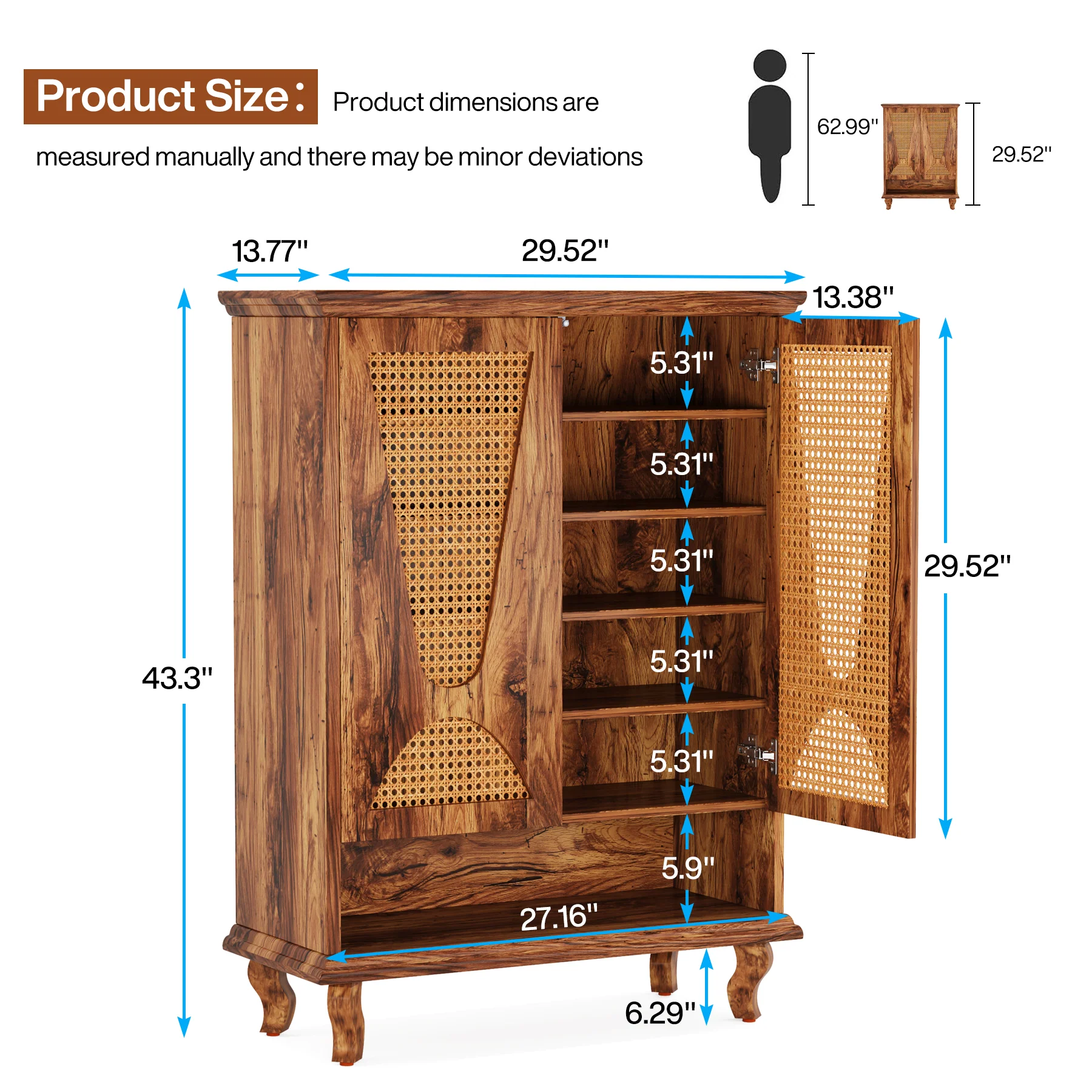 Tribesigns Rattan Shoe Cabinet, 5-Tier Hidden Shoe Storage for Entryway - Image 2