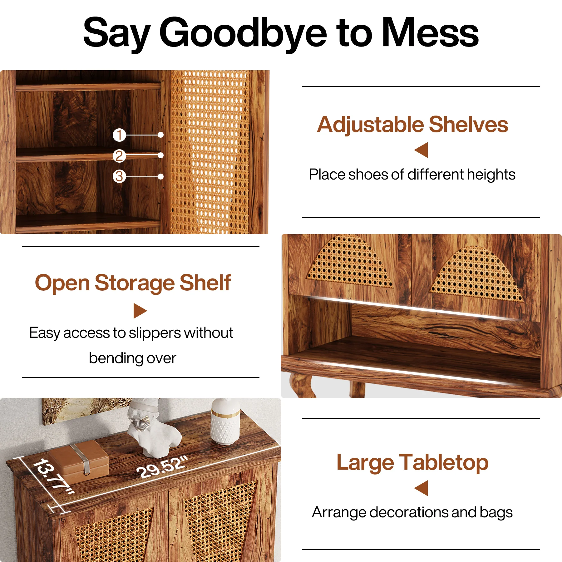 Tribesigns Rattan Shoe Cabinet, 5-Tier Hidden Shoe Storage for Entryway - Image 4