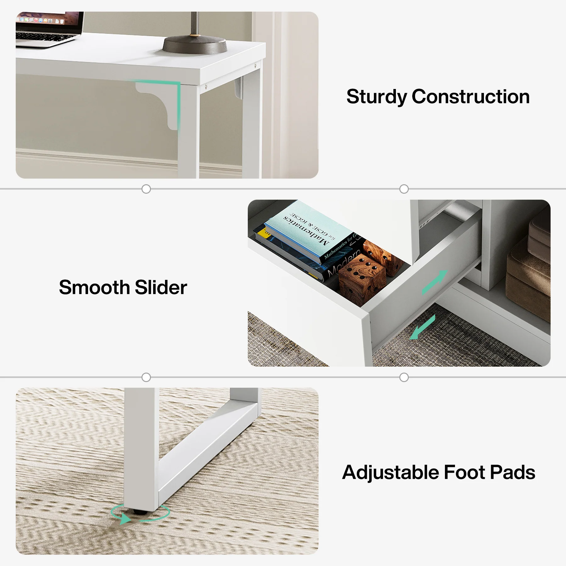 Tribesigns Reversible L-Shaped Computer Desk with Drawers and Shelves, White Corner Office Desk for Home Office and Bedroom - Image 5