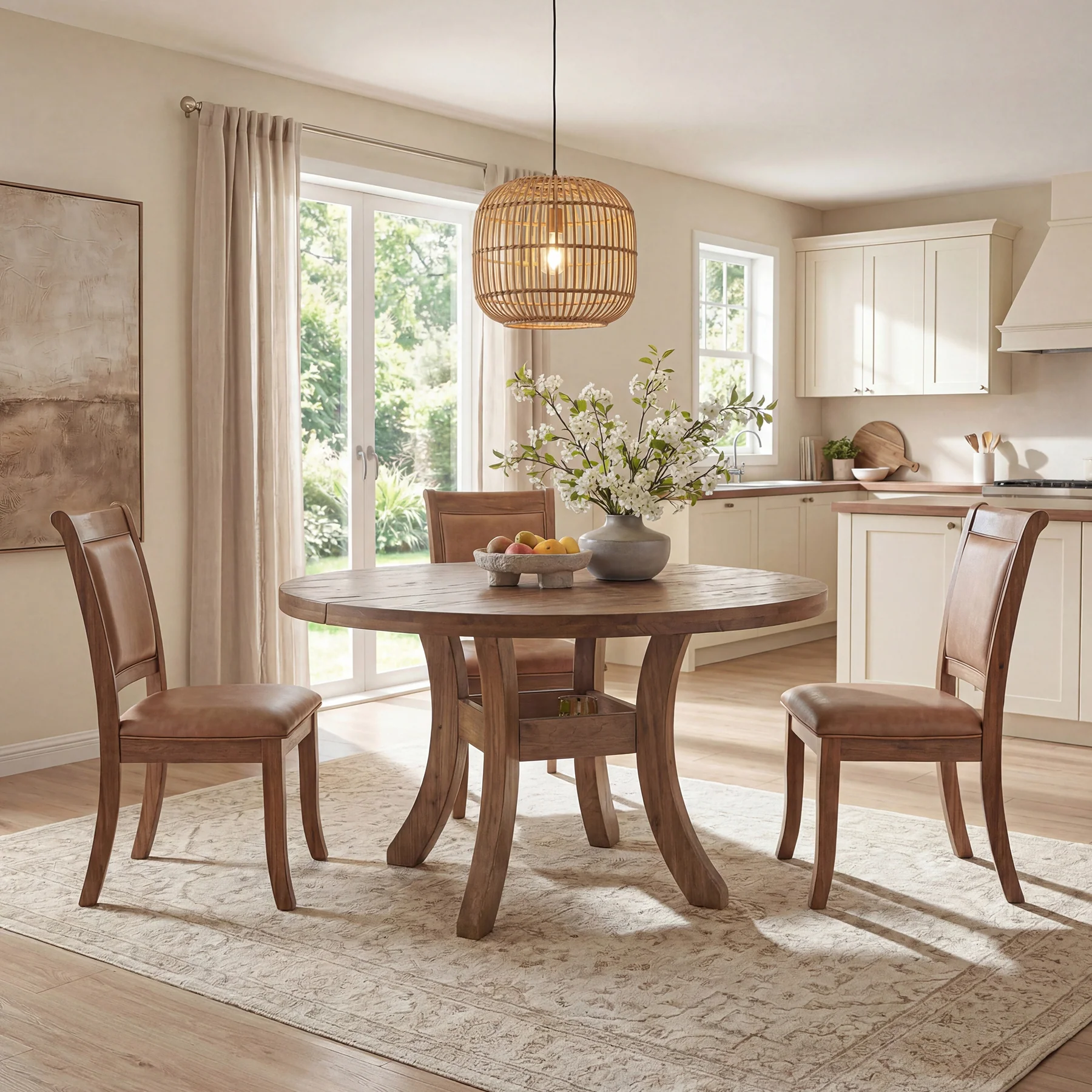 Tribesigns 47" Round Dining Table, Solid Wood Farmhouse Kitchen Table for 4-6 with Curved Legs - Image 10
