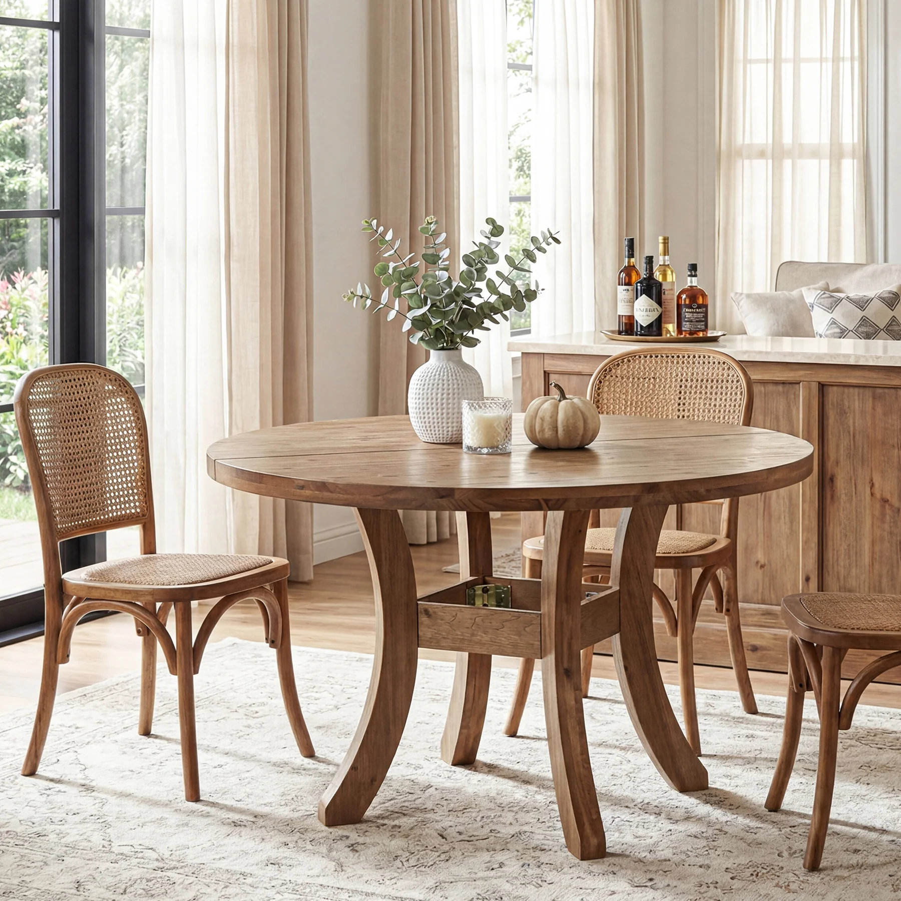 Tribesigns 47" Round Dining Table, Solid Wood Farmhouse Kitchen Table for 4-6 with Curved Legs - Image 11