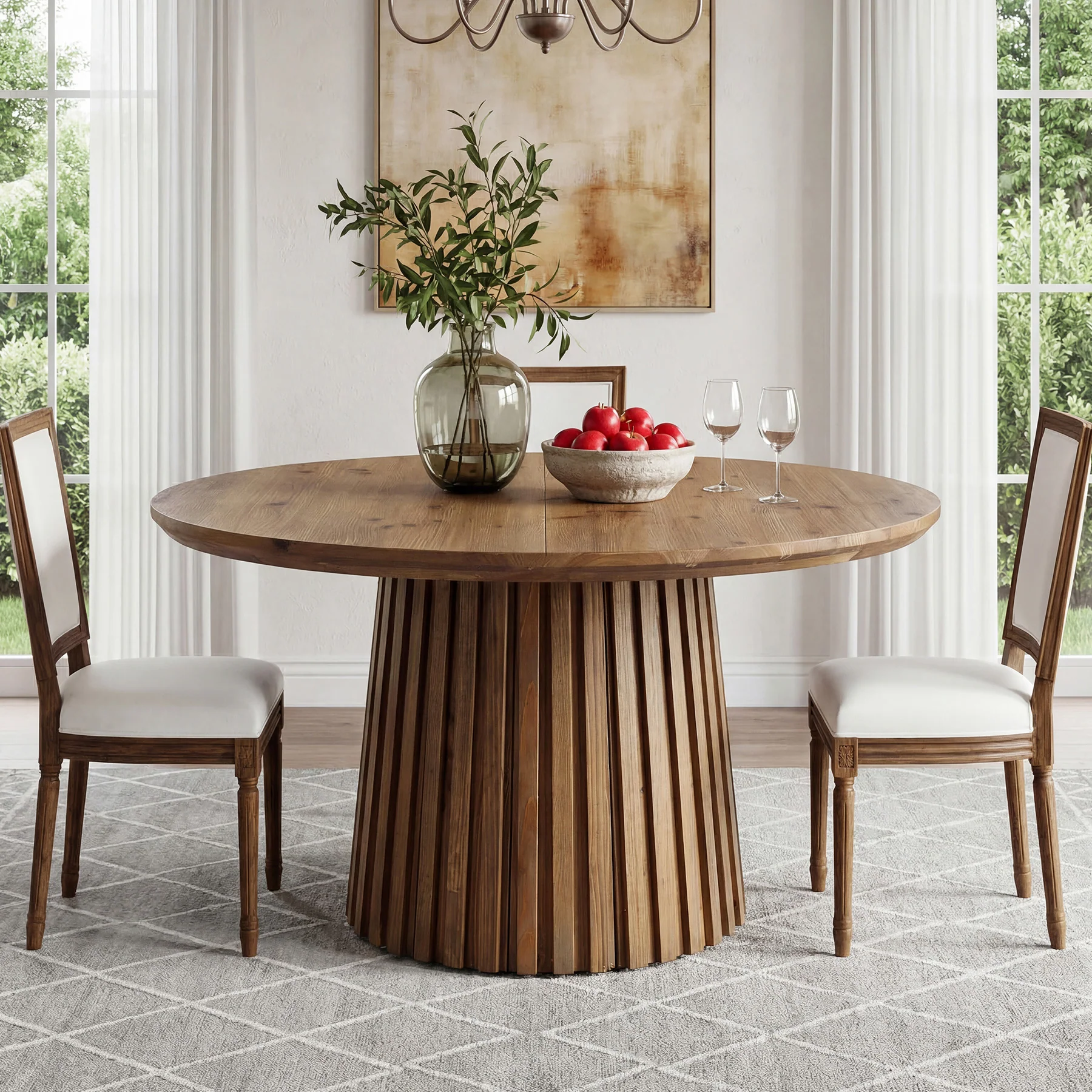 Tribesigns 47.24" Round Dining Table, Solid Wood Kitchen Table for Dining Room - Image 3